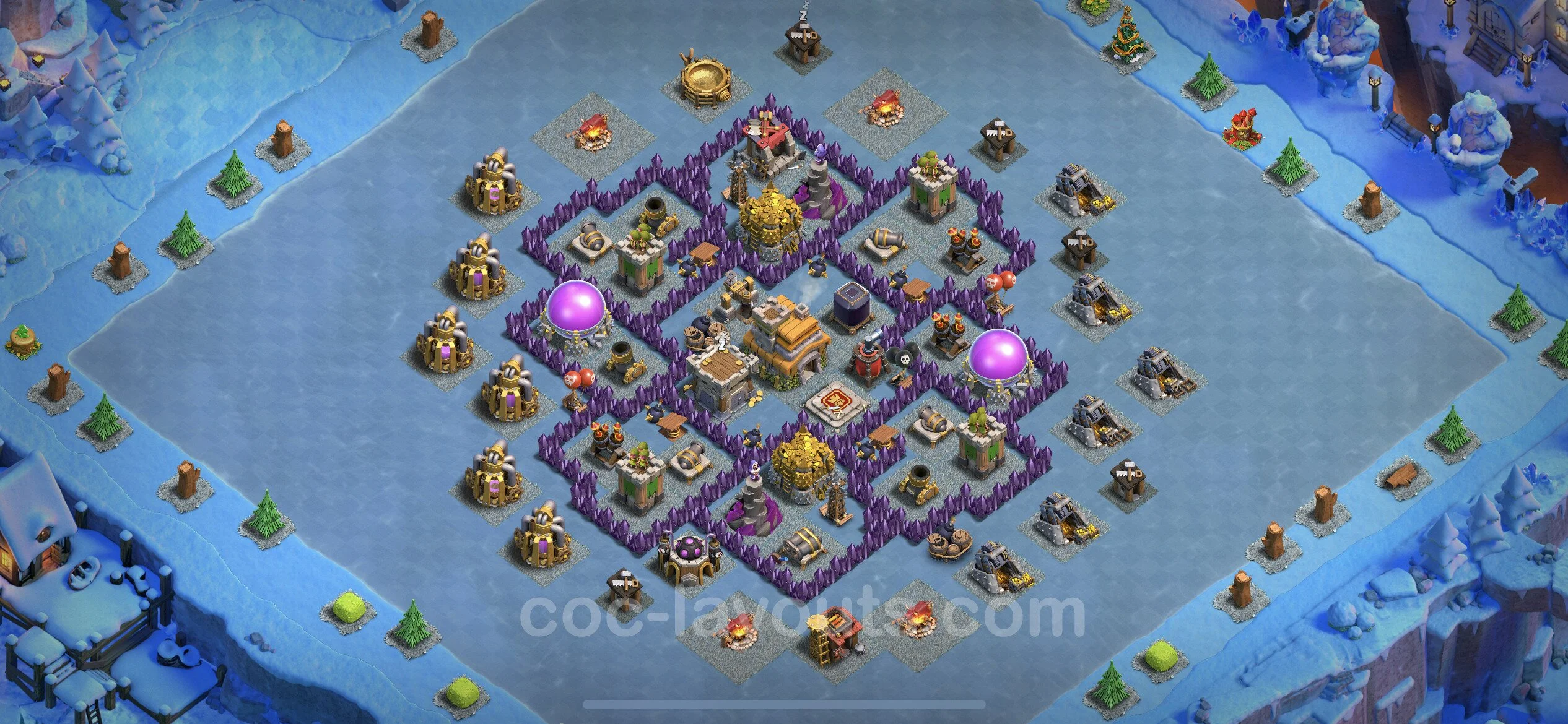 Farming Base TH7 with Link, Anti 3 Stars - plan / layout / design - Clash of Clans - (#251) — Farma TH7