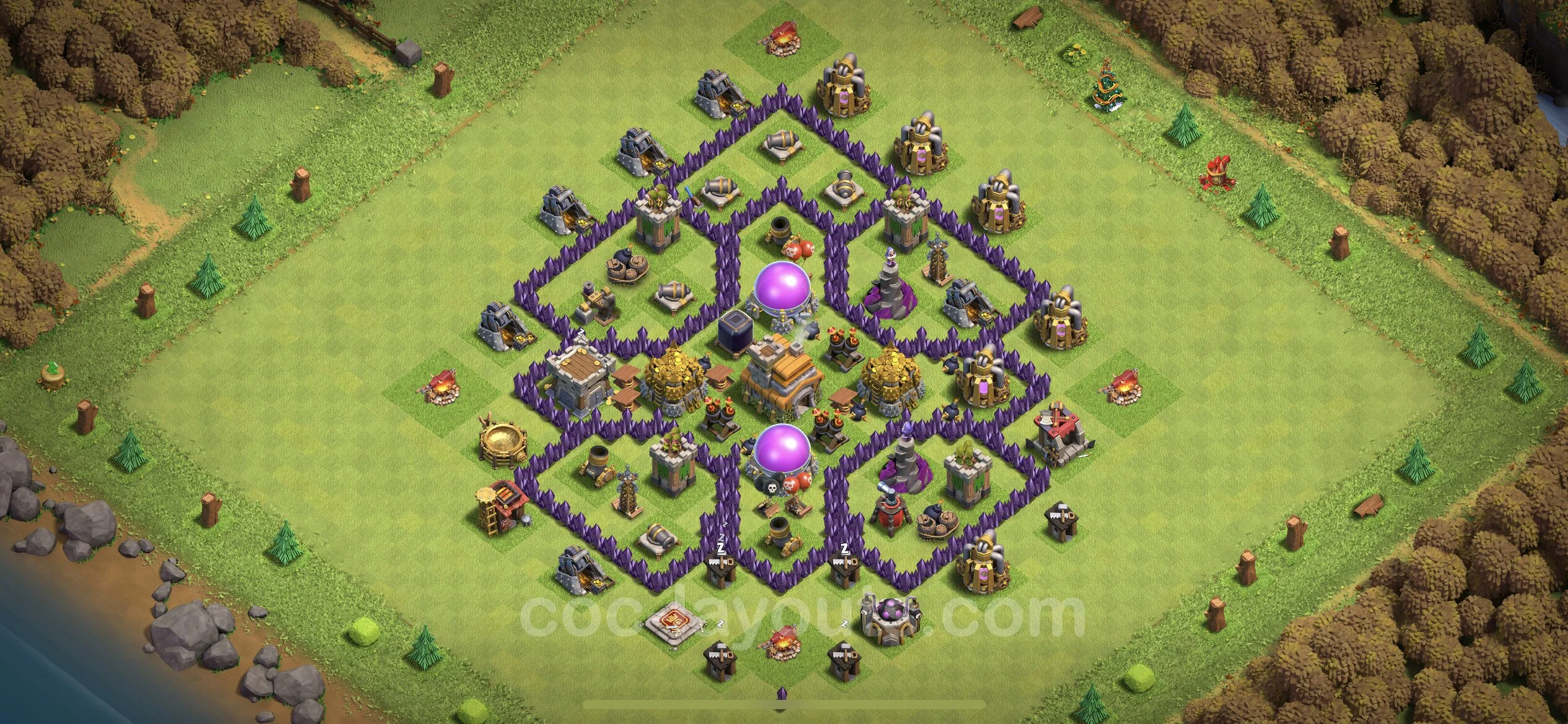 Farming Base TH7 with Link, Hybrid - plan / layout / design - Clash of Clans - (#255) — Farming TH7