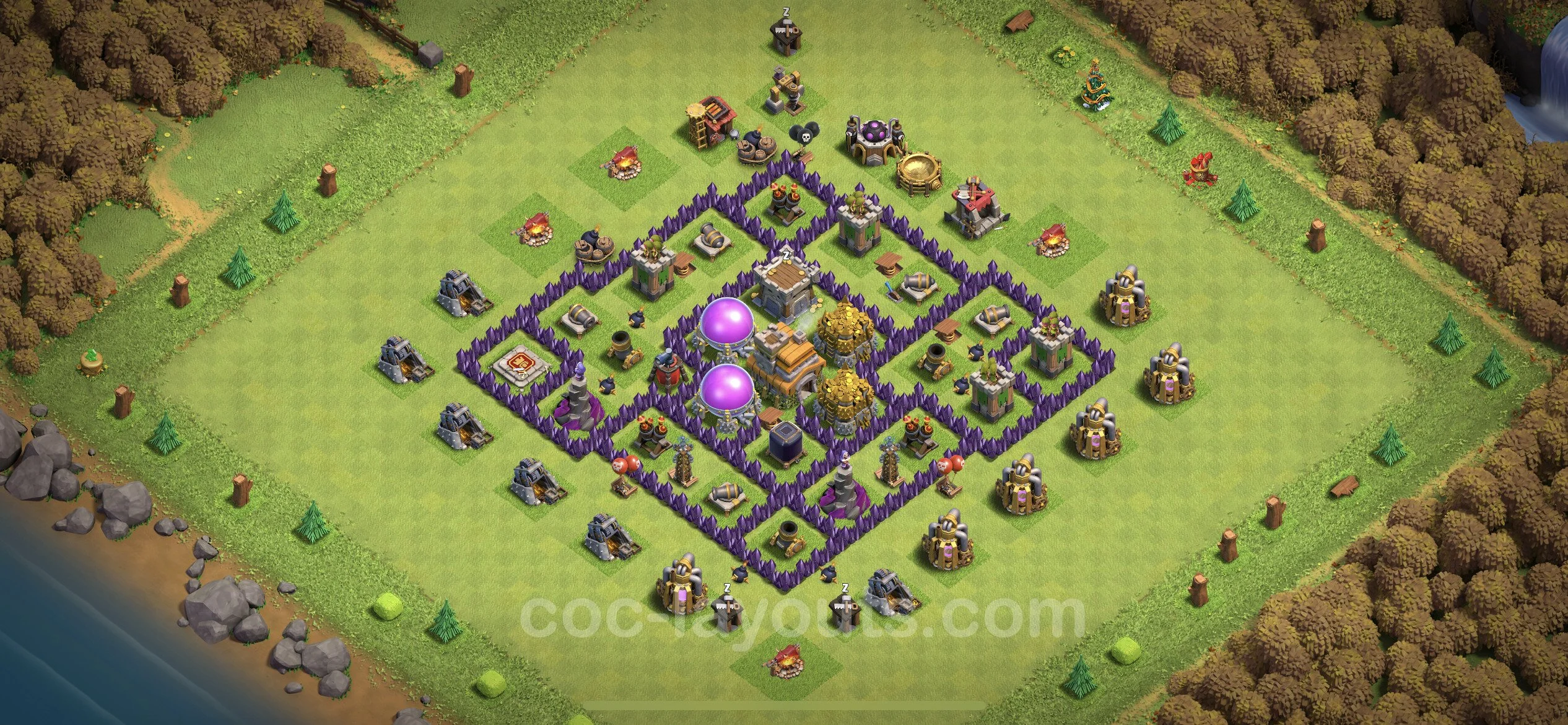 Farming Base TH7 with Link, Anti 3 Stars, Hybrid - plan / layout / design - Clash of Clans - (#257) — Farma TH7