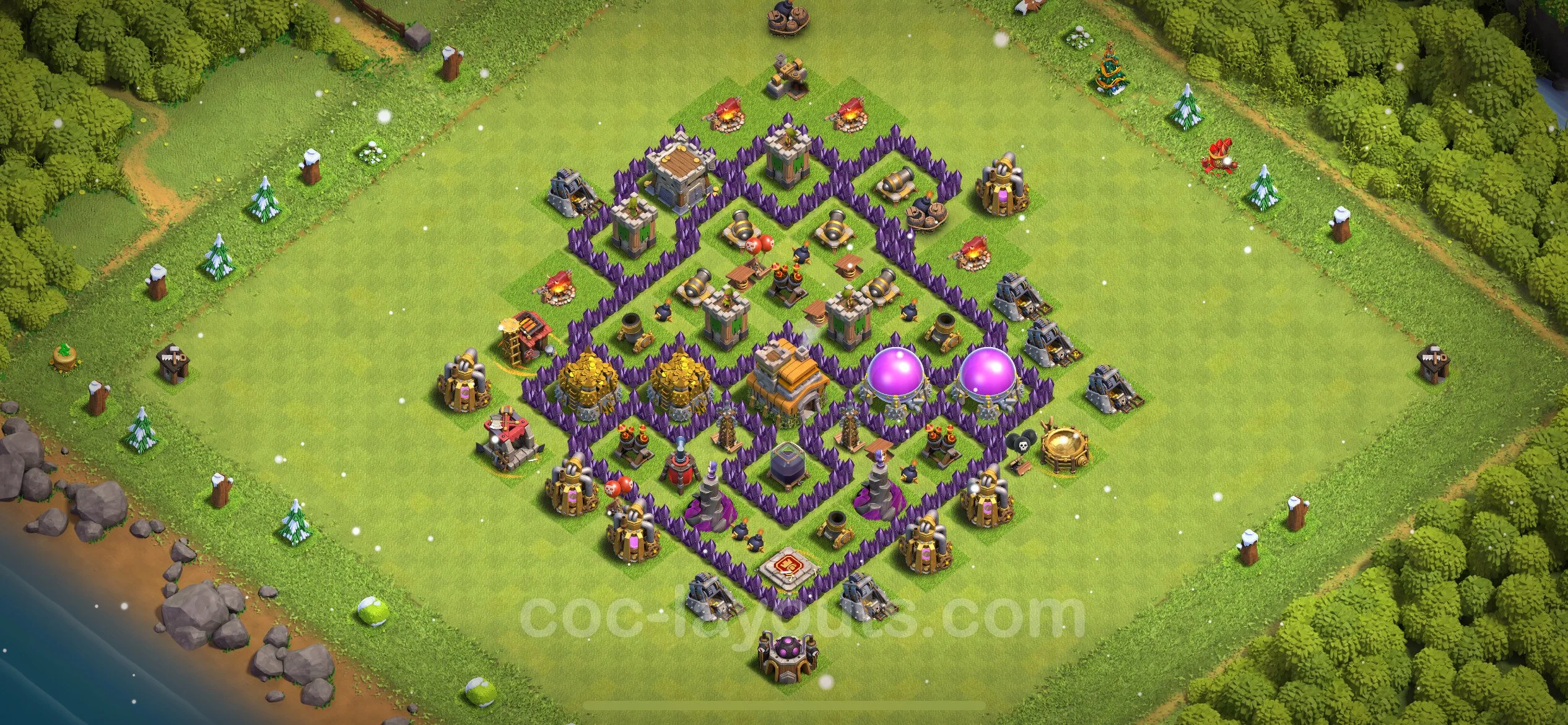 Farming Base TH7 with Link, Anti 3 Stars, Hybrid - plan / layout / design - Clash of Clans - (#258) — Фарм TH7