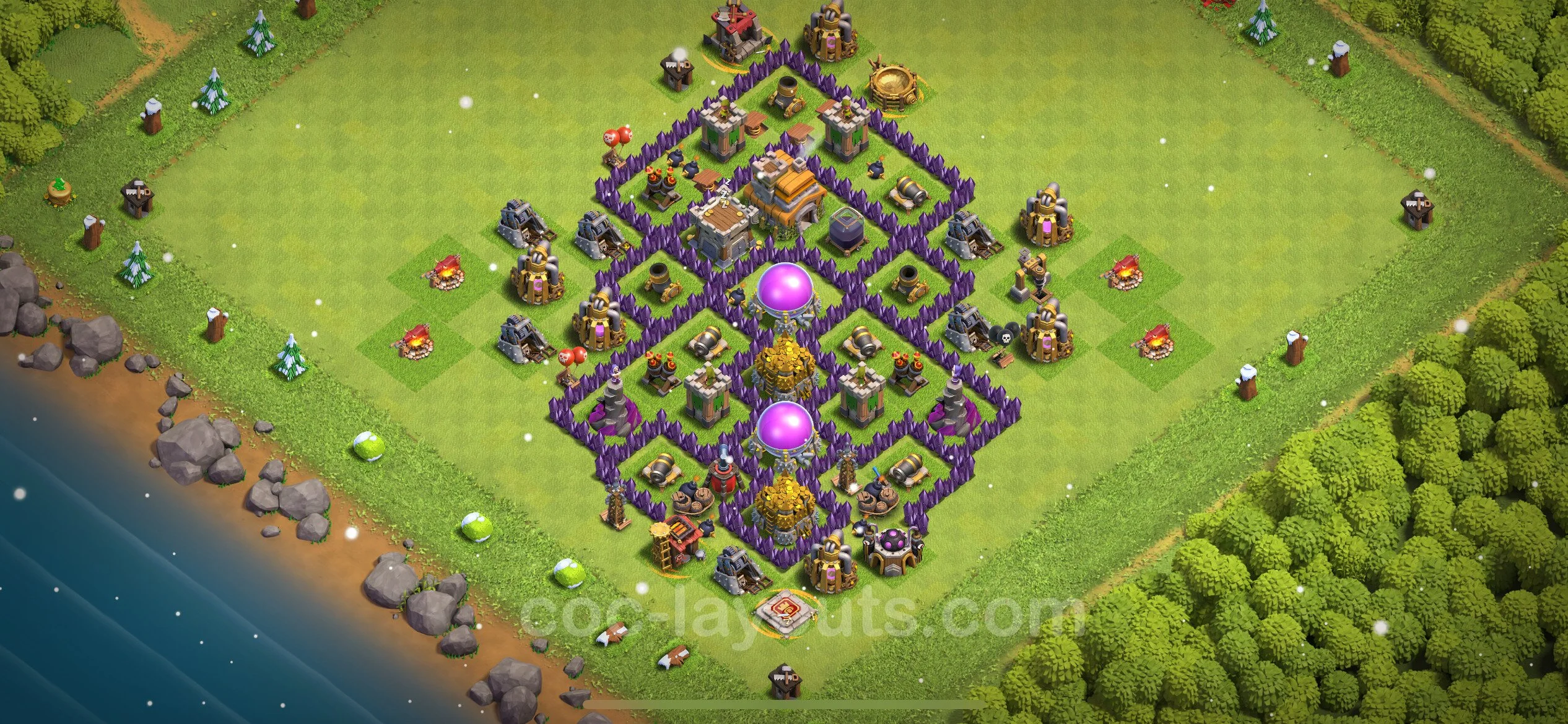 Farming Base TH7 with Link, Anti 3 Stars, Anti Everything - plan / layout / design - Clash of Clans - (#259) — Farm TH7