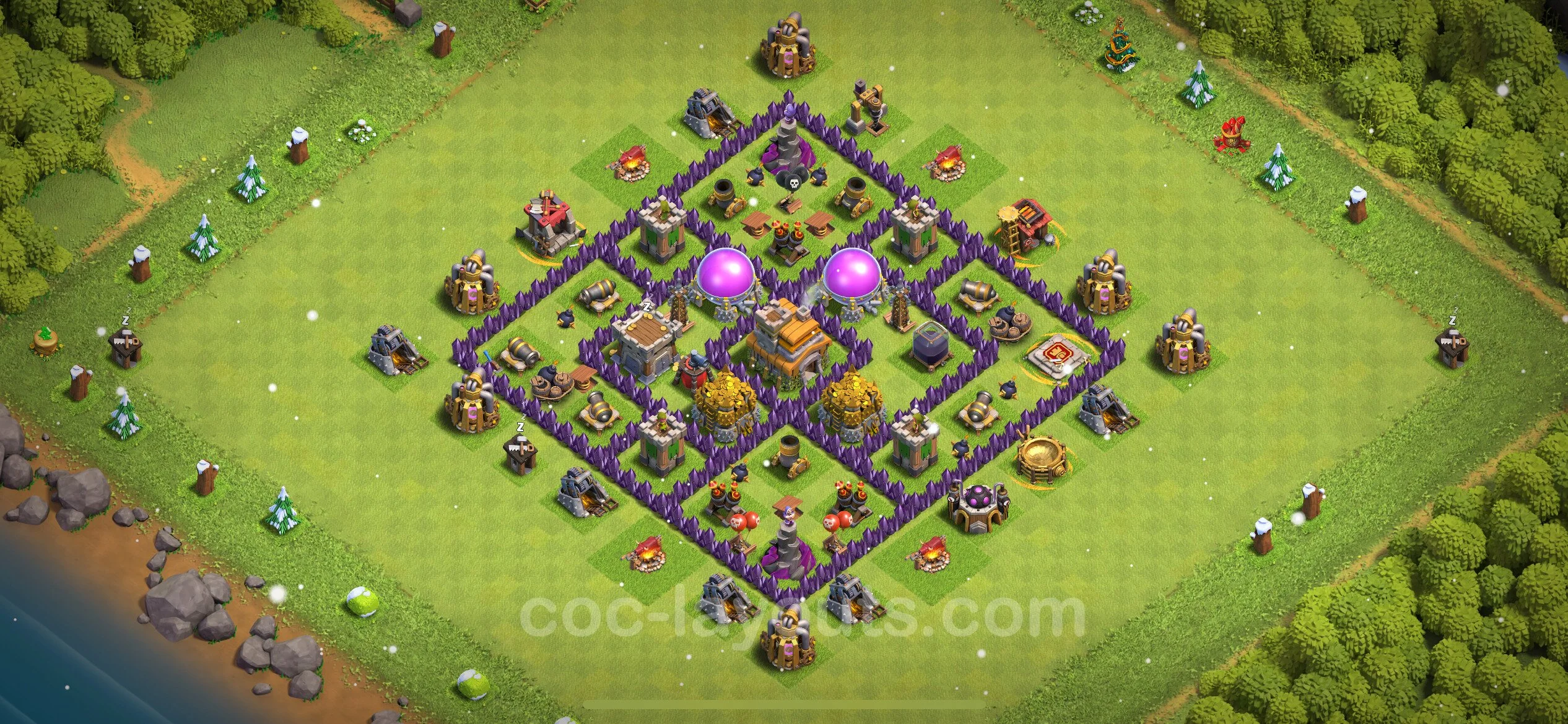 Farming Base TH7 with Link, Anti 2 Stars, Hybrid - plan / layout / design - Clash of Clans - (#260) — Farm TH7