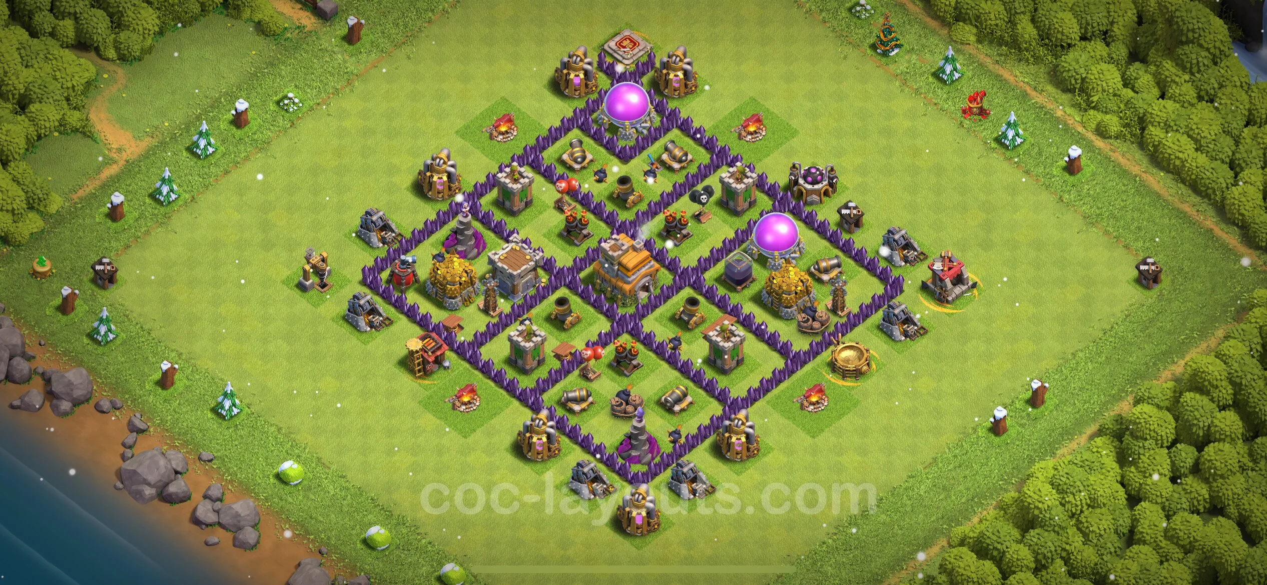 Farming Base TH7 with Link, Anti 2 Stars, Anti Everything - plan / layout / design - Clash of Clans - (#261) — Farm TH7