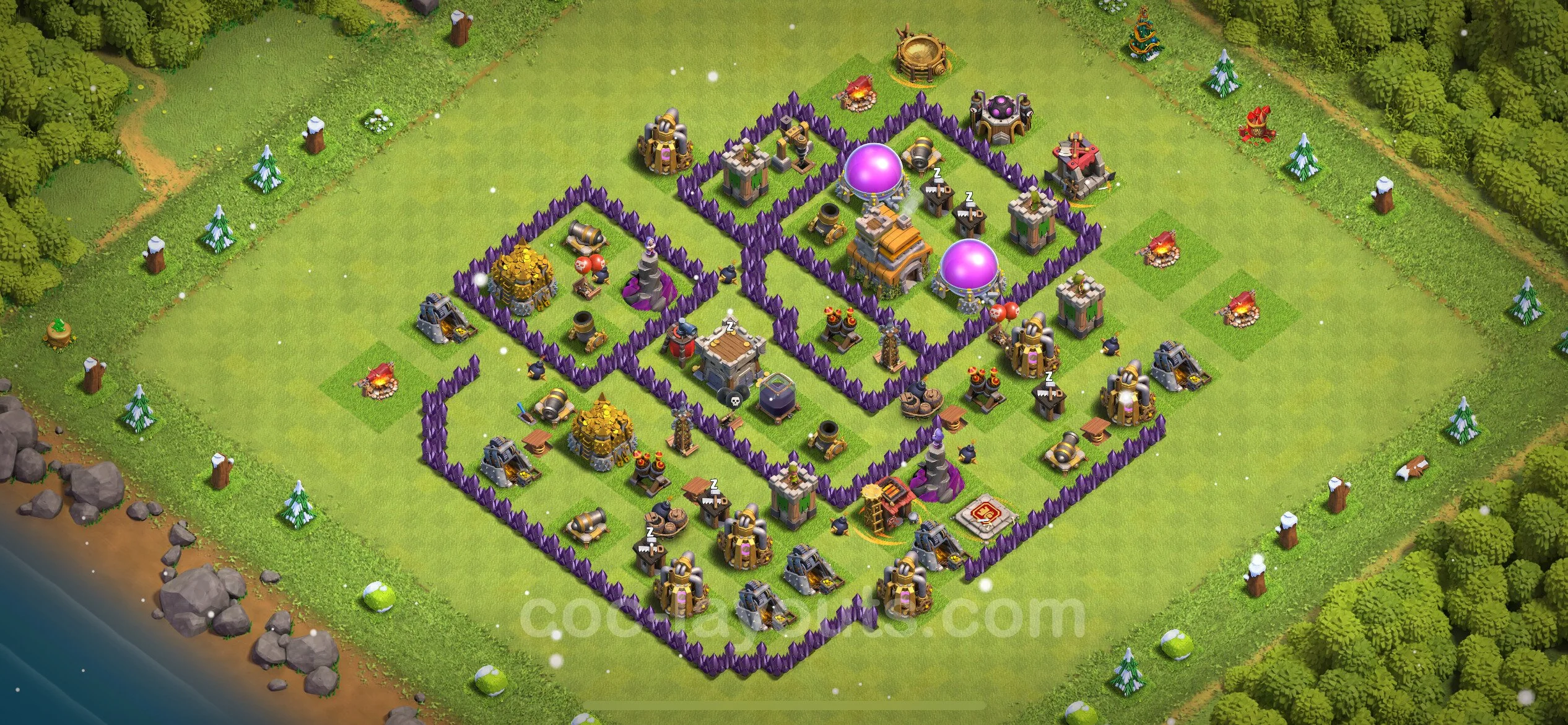 Farming Base TH7 with Link, Anti 2 Stars, Hybrid - plan / layout / design - Clash of Clans - (#263) — Farm TH7