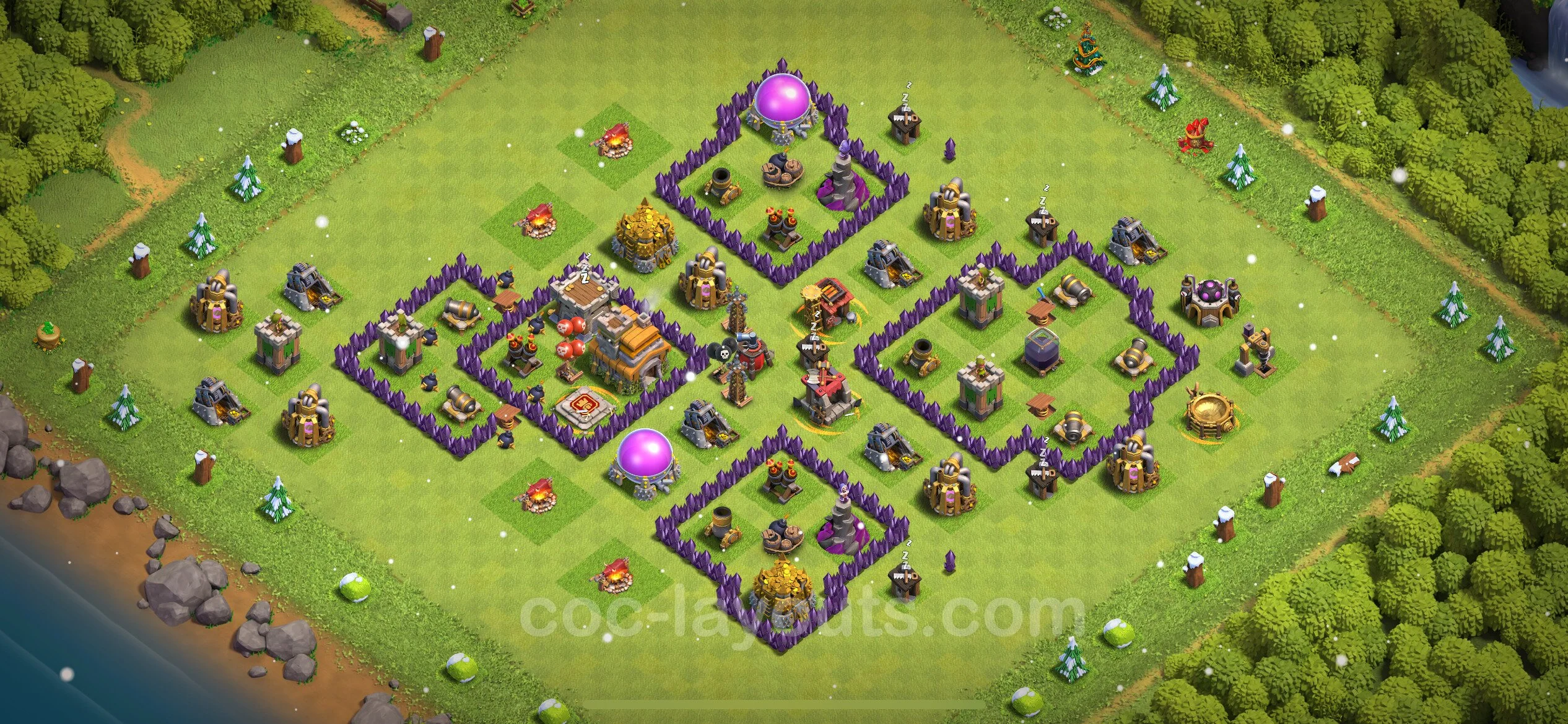 Farming Base TH7 with Link, Anti Everything - plan / layout / design - Clash of Clans - (#264) — Recursos TH7