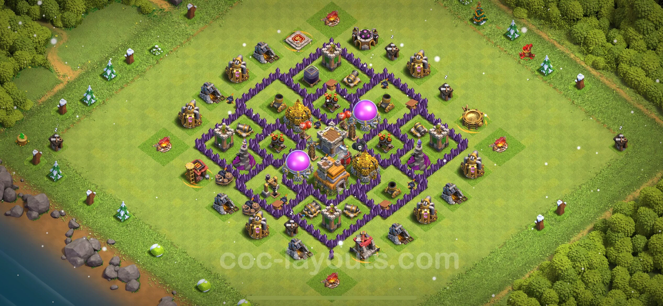 Farming Base TH7 Max Levels with Link, Anti 3 Stars - plan / layout / design - Clash of Clans - (#265) — Фарм TH7