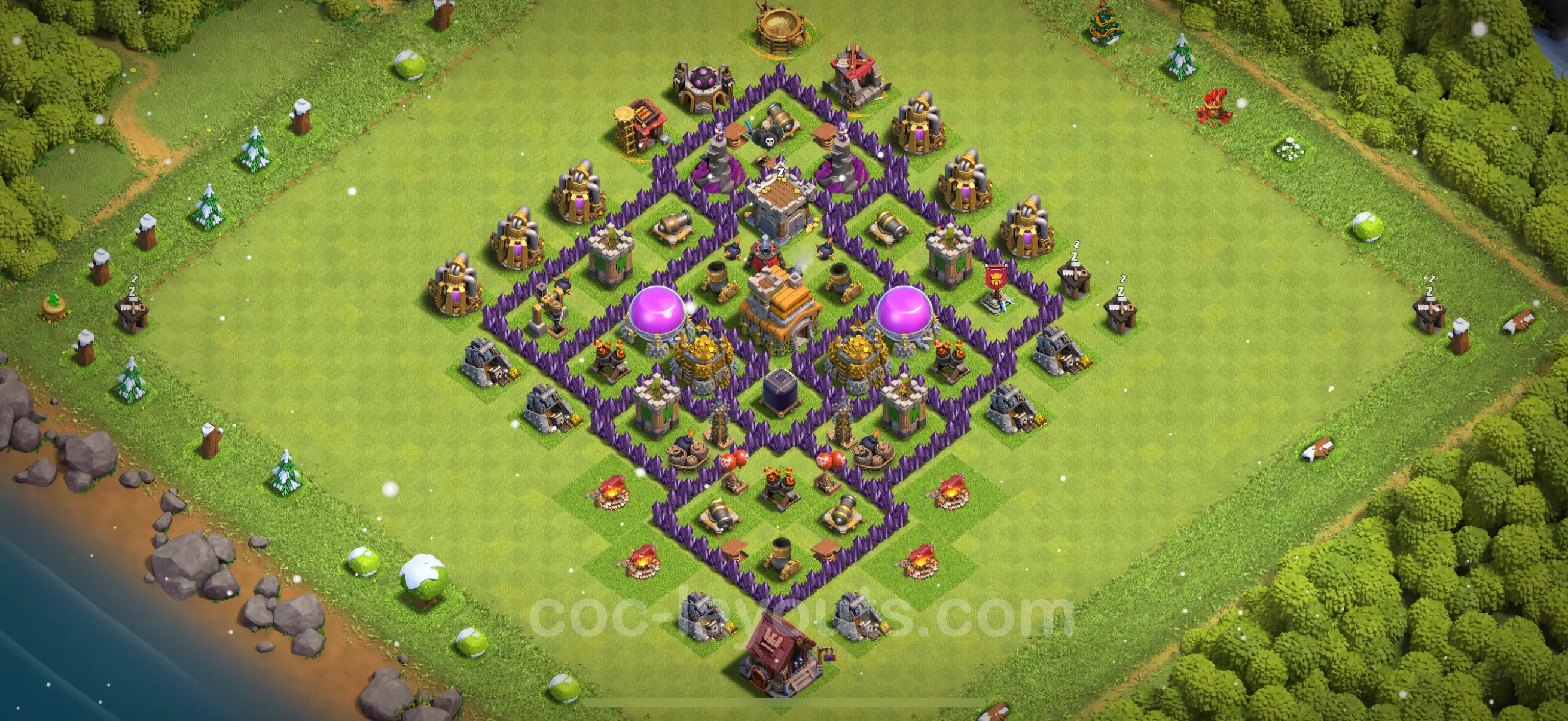 Farming Base TH7 with Link, Anti 3 Stars, Anti Everything - plan / layout / design - Clash of Clans - (#268) — Farm TH7