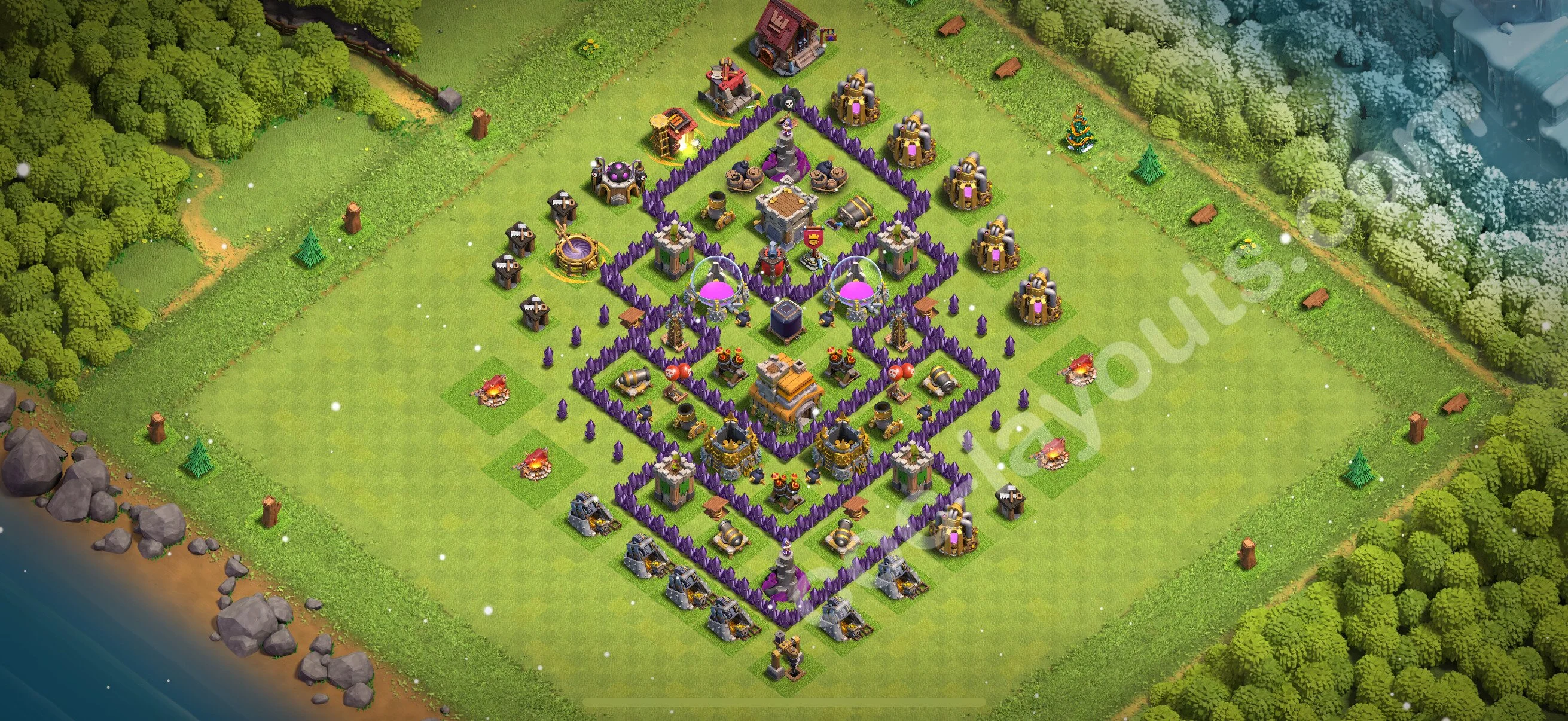 Farming Base TH7 with Link, Anti 2 Stars, Anti Everything - plan / layout / design - Clash of Clans 2026 - (#279) — Фарм TH7
