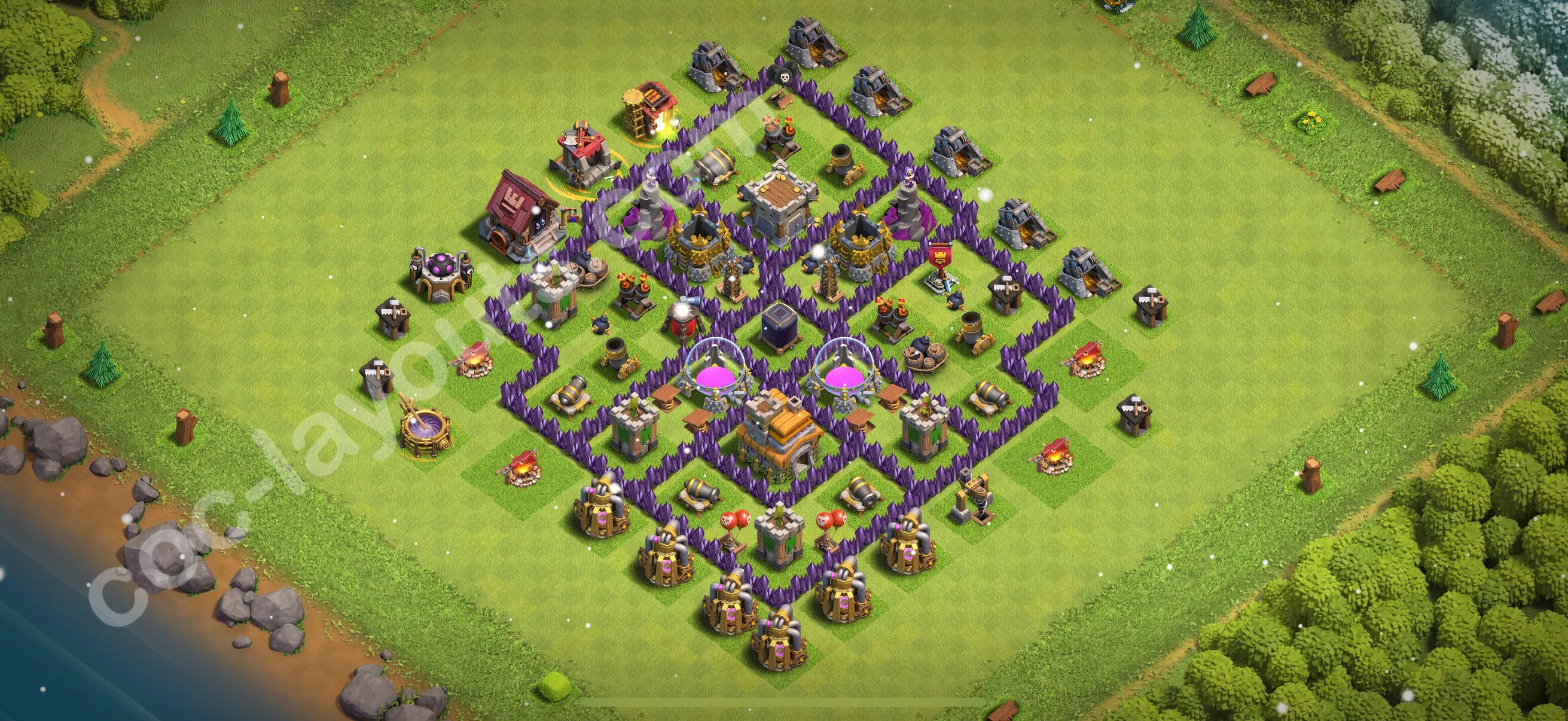 Farming Base TH7 with Link, Anti 3 Stars, Anti Air / Dragon - plan / layout / design - Clash of Clans 2026 - (#280) — Farming TH7