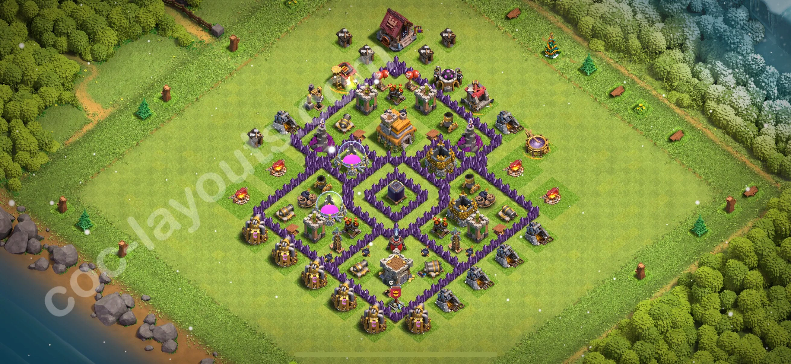 Farming Base TH7 with Link, Anti 2 Stars, Hybrid - plan / layout / design - Clash of Clans 2026 - (#281) — Farm TH7
