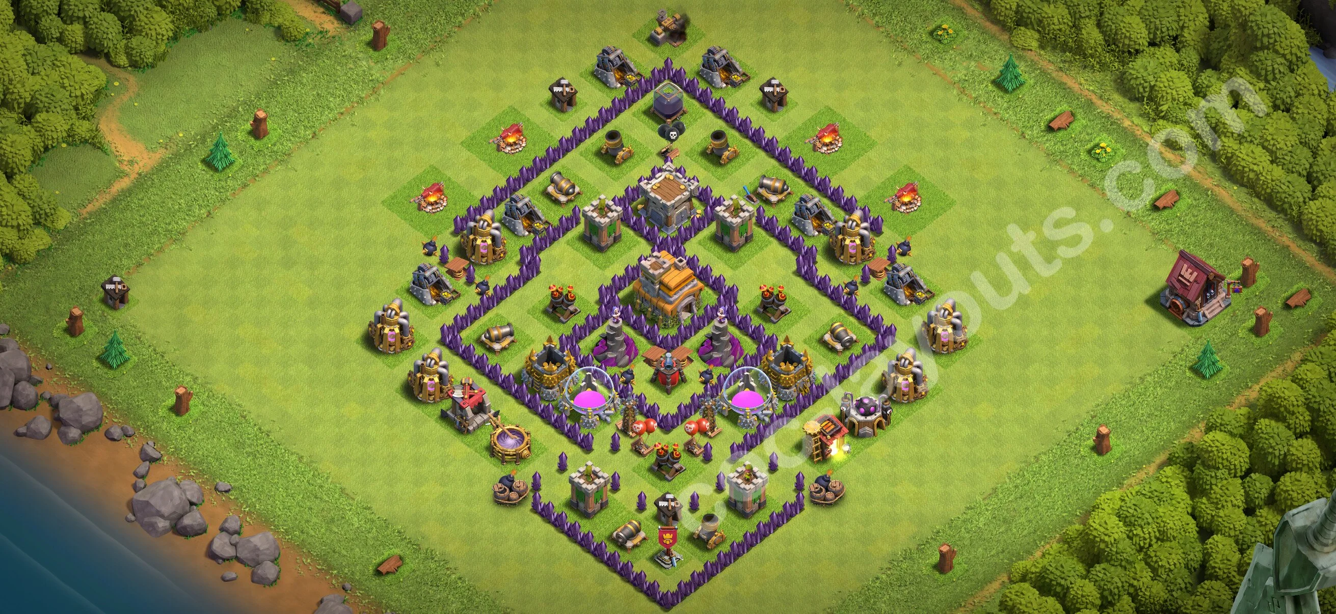Farming Base TH7 with Link, Anti 2 Stars, Hybrid - plan / layout / design - Clash of Clans 2026 - (#284) — Фарм TH7