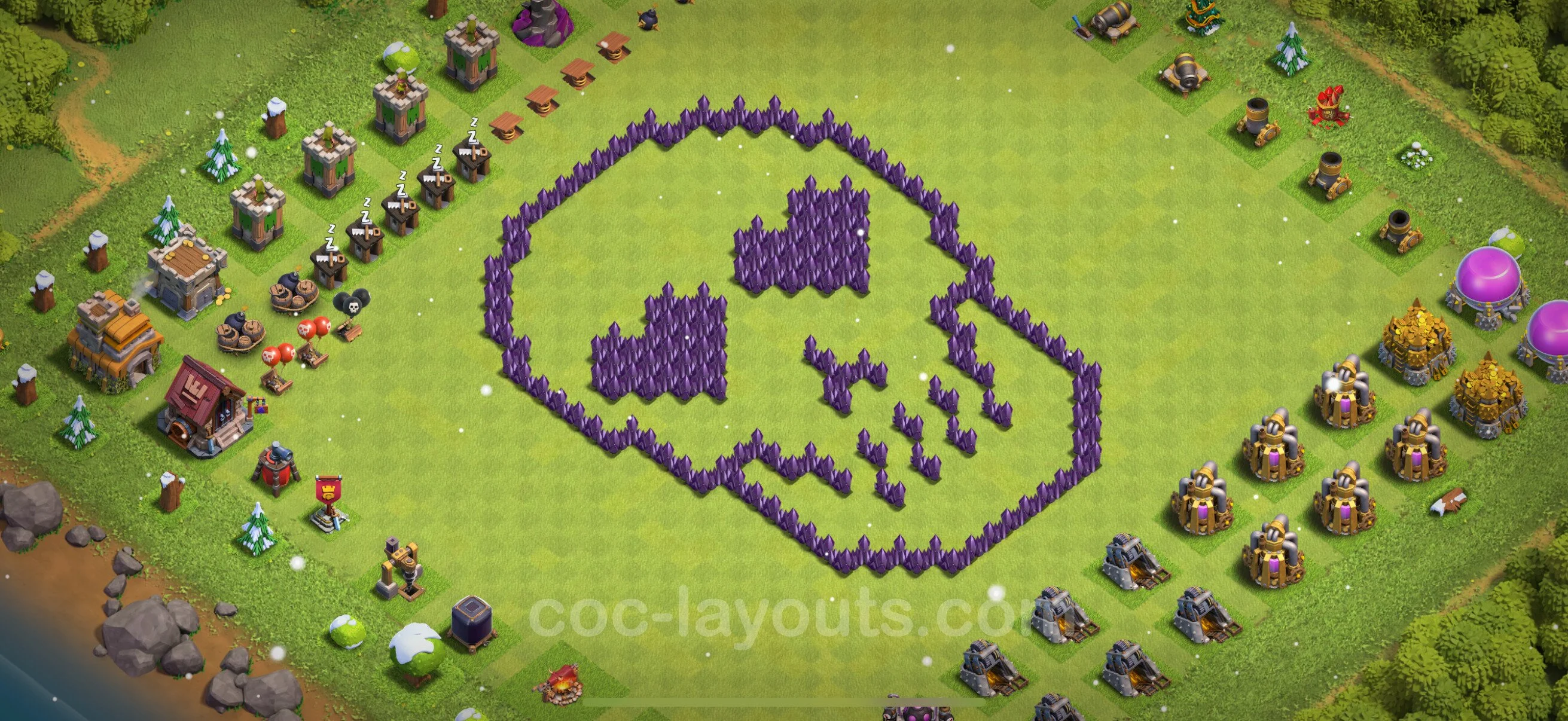 Top Troll Funny Base TH7 with Link - Funny Art Plan - Clash of Clans - (#19) — Развлечения TH7