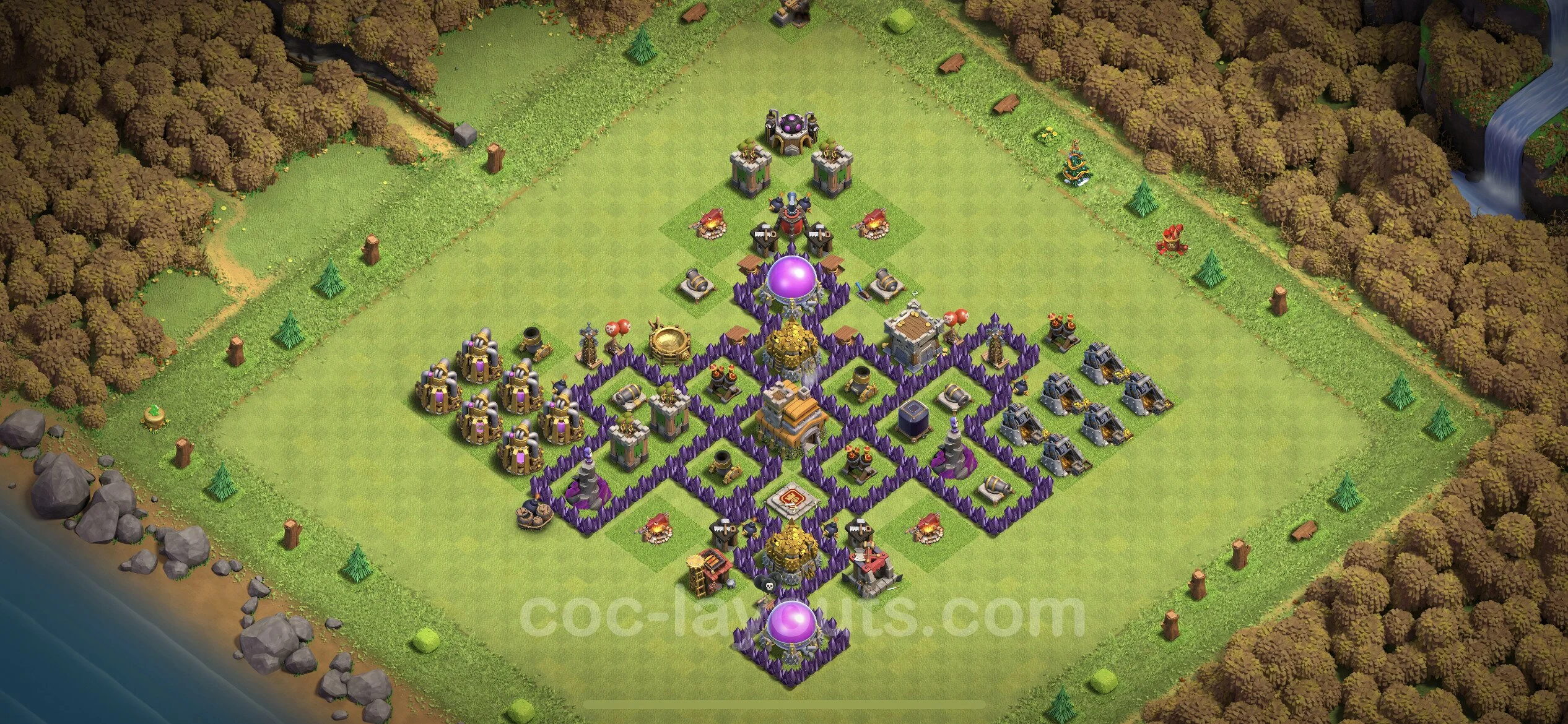 Top Troll Funny Base TH7 with Link - Funny Art Plan - Clash of Clans - (#2)