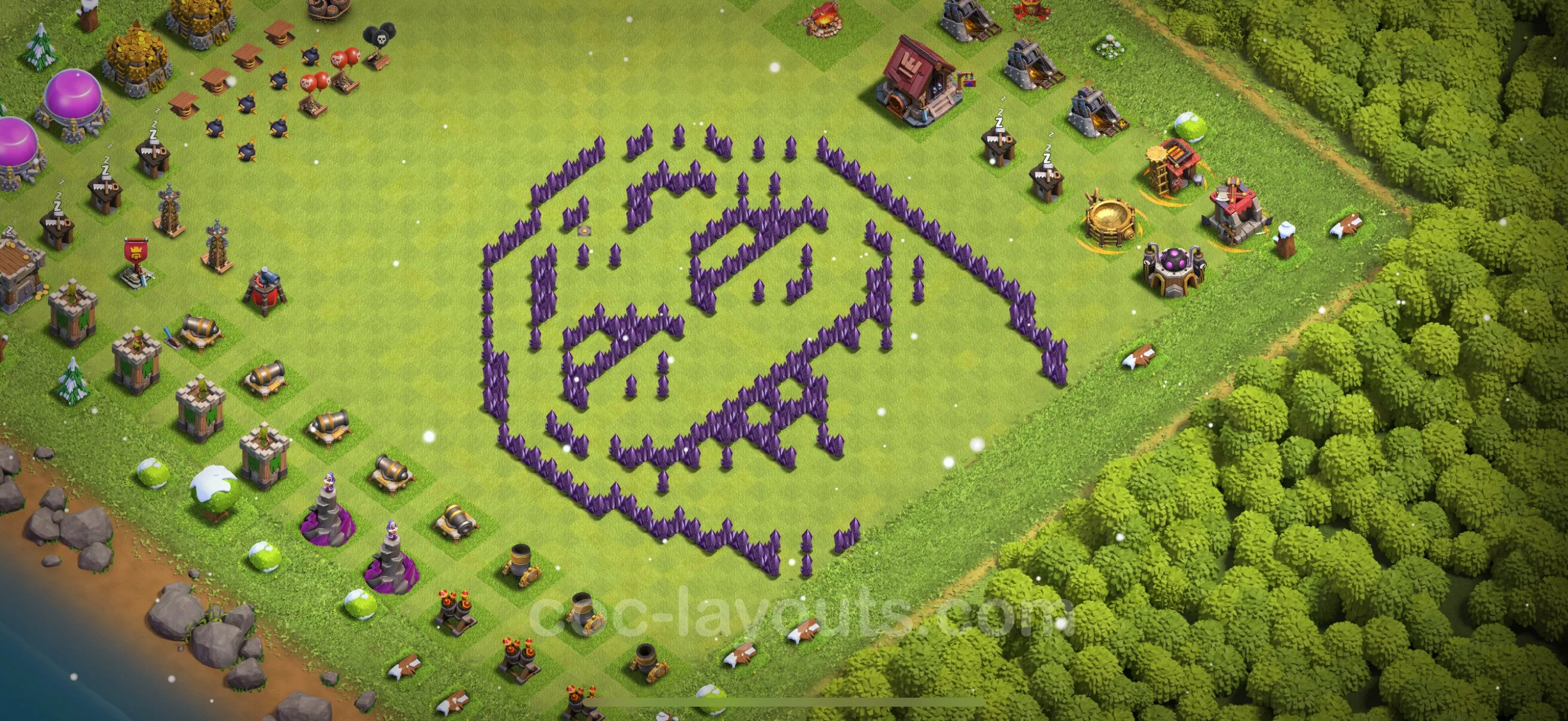 Top Troll Funny Base TH7 with Link - Funny Art Plan - Clash of Clans - (#22) — Fun TH7