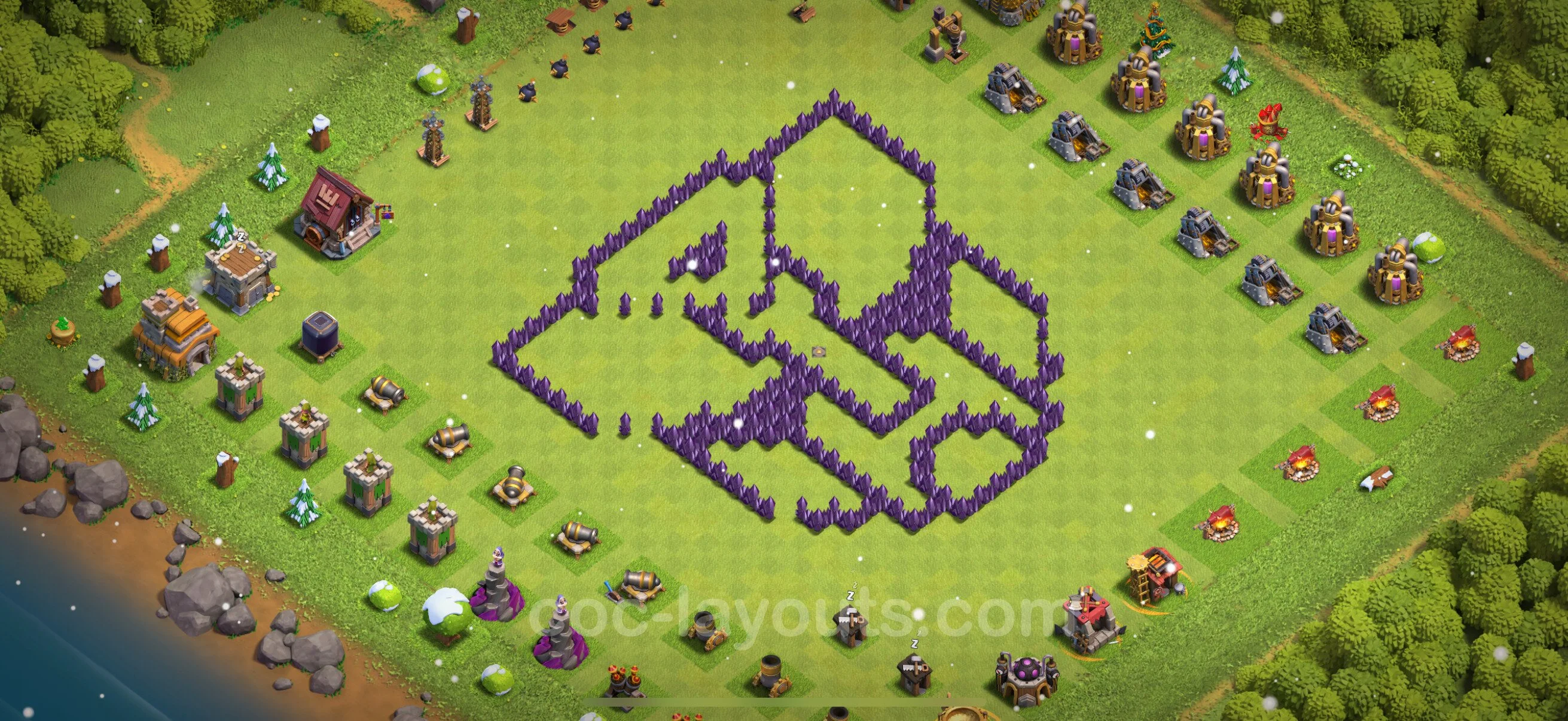 Top Troll Funny Base TH7 with Link - Funny Art Plan - Clash of Clans - (#24) — Fun TH7