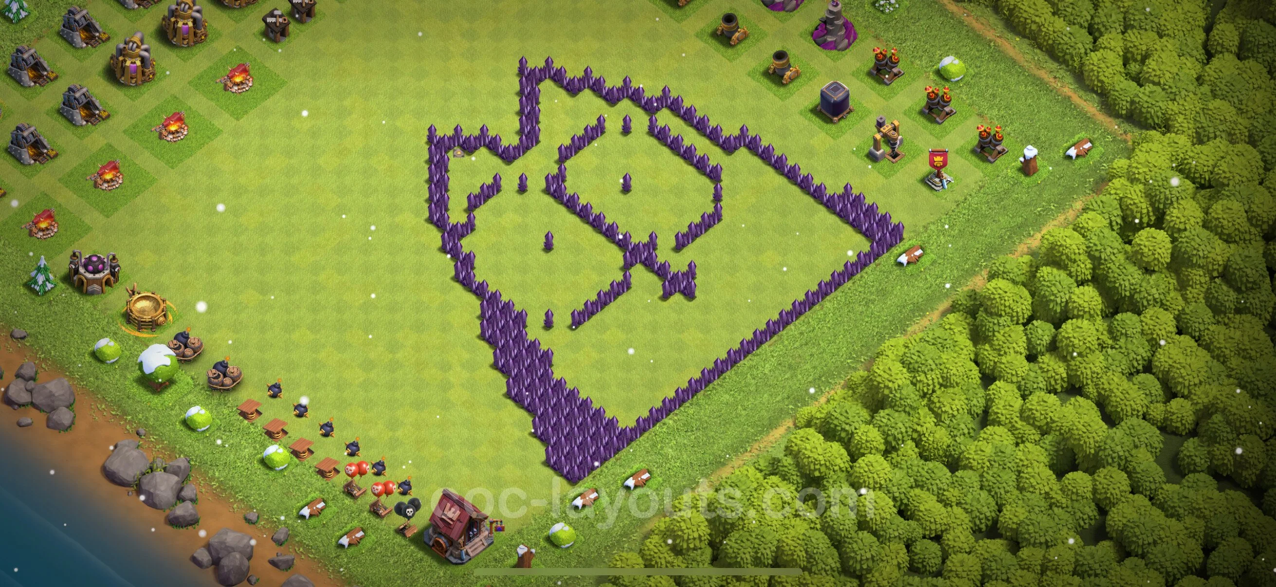 Top Troll Funny Base TH7 with Link - Funny Art Plan - Clash of Clans - (#27) — Fun TH7