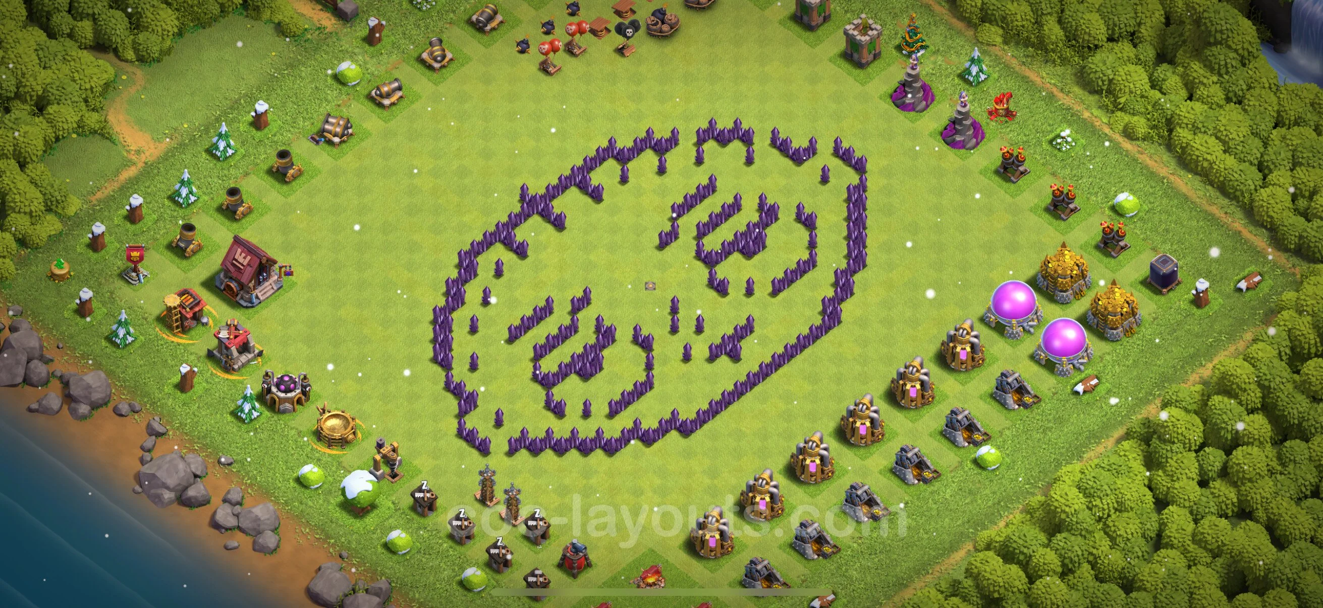 Top Troll Funny Base TH7 with Link - Funny Art Plan - Clash of Clans - (#32) — Fun TH7
