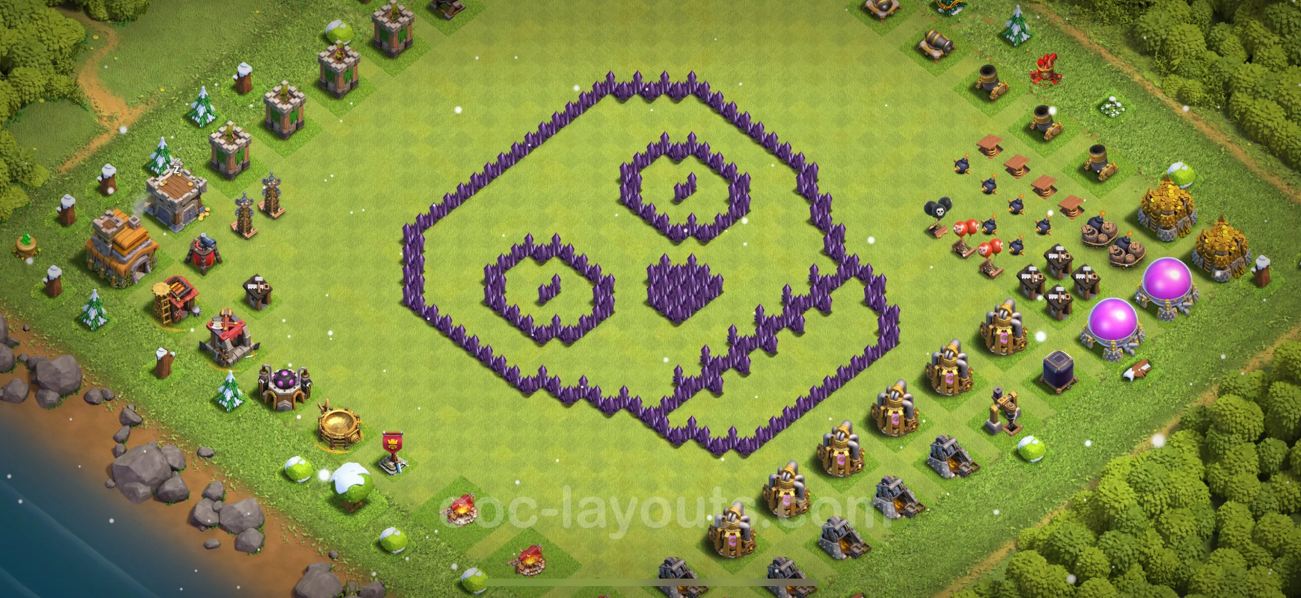 Top Troll Funny Base TH7 with Link - Funny Art Plan - Clash of Clans - (#37) — Plezier TH7