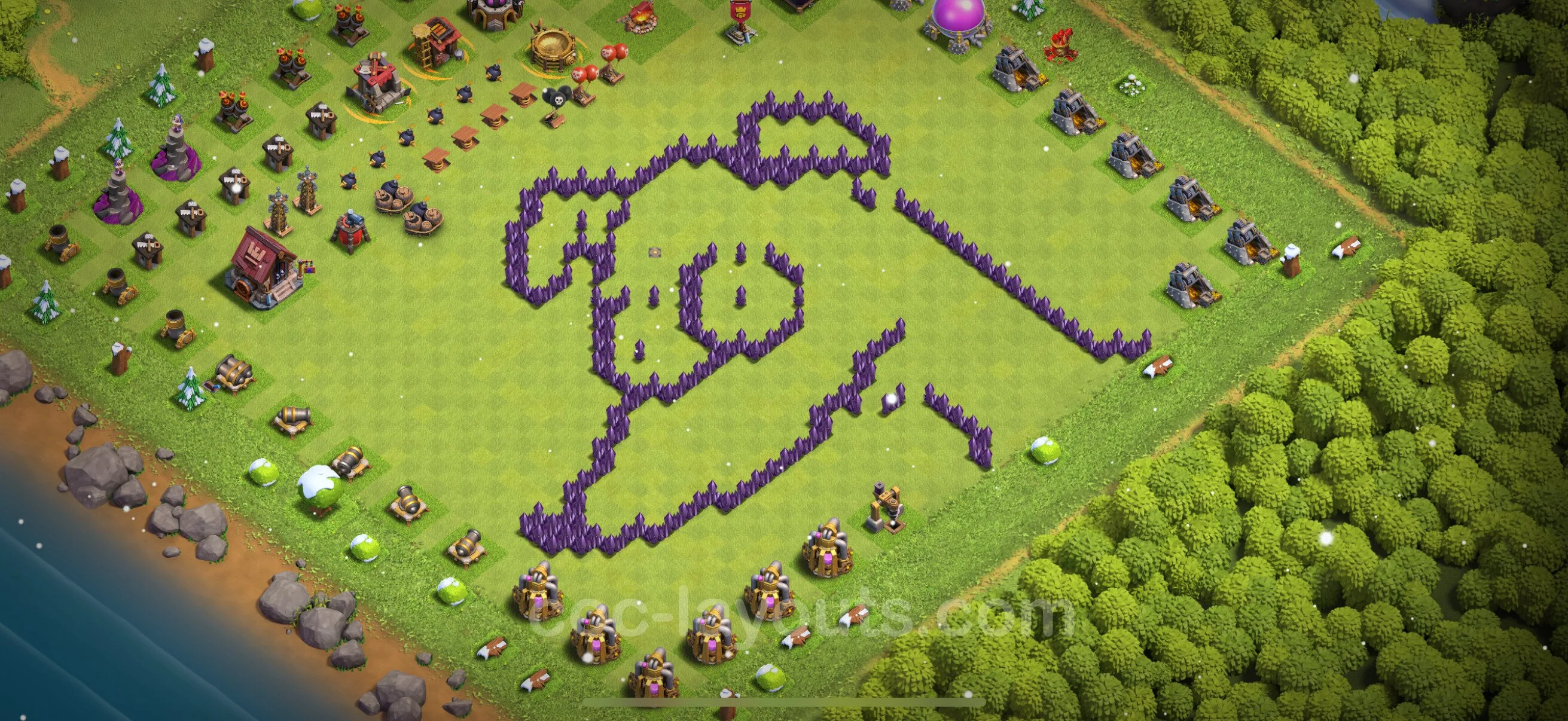Top Troll Funny Base TH7 with Link - Funny Art Plan - Clash of Clans - (#39) — Fun TH7