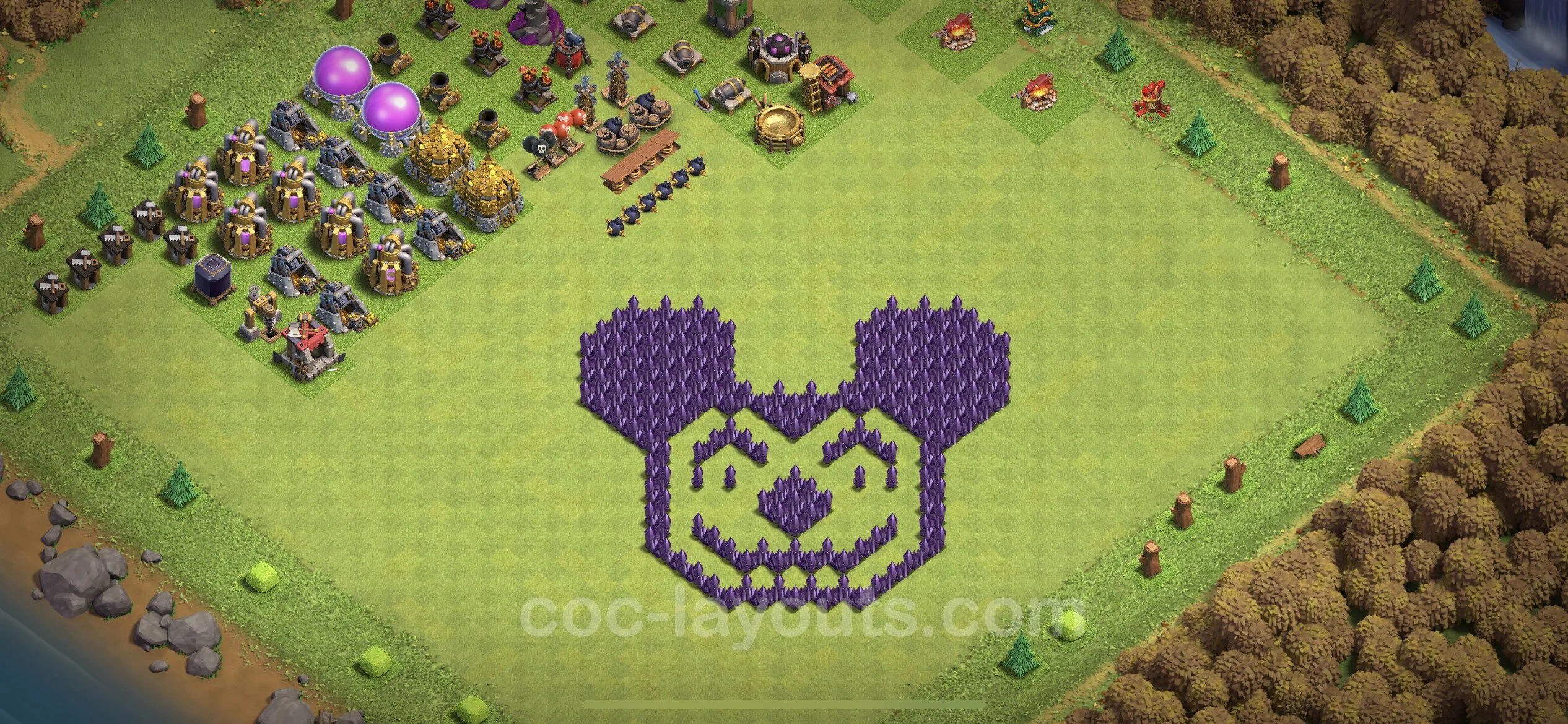 Top Troll Funny Base TH7 with Link - Funny Art Plan - Clash of Clans - (#4)