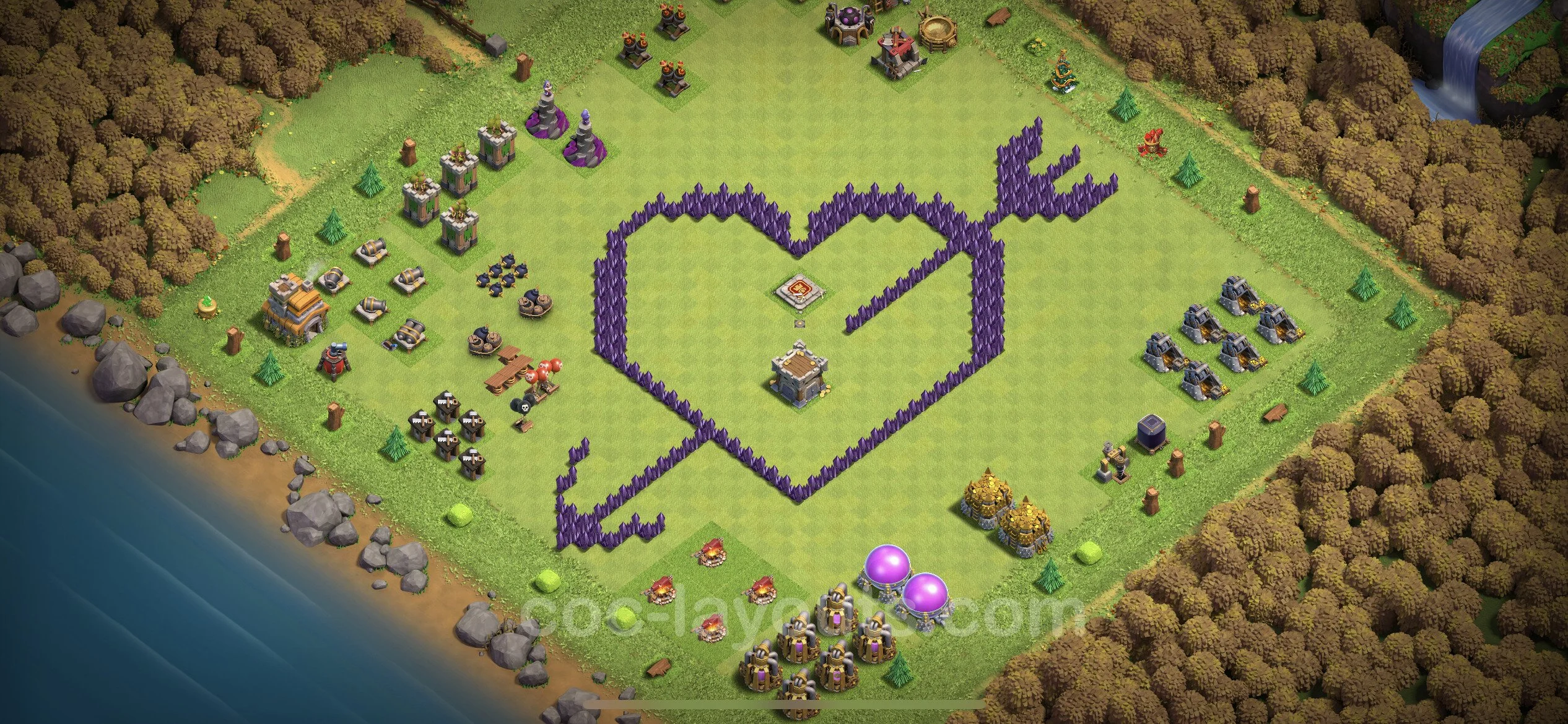 Top Troll Funny Base TH7 with Link - Funny Art Plan - Clash of Clans - (#5)