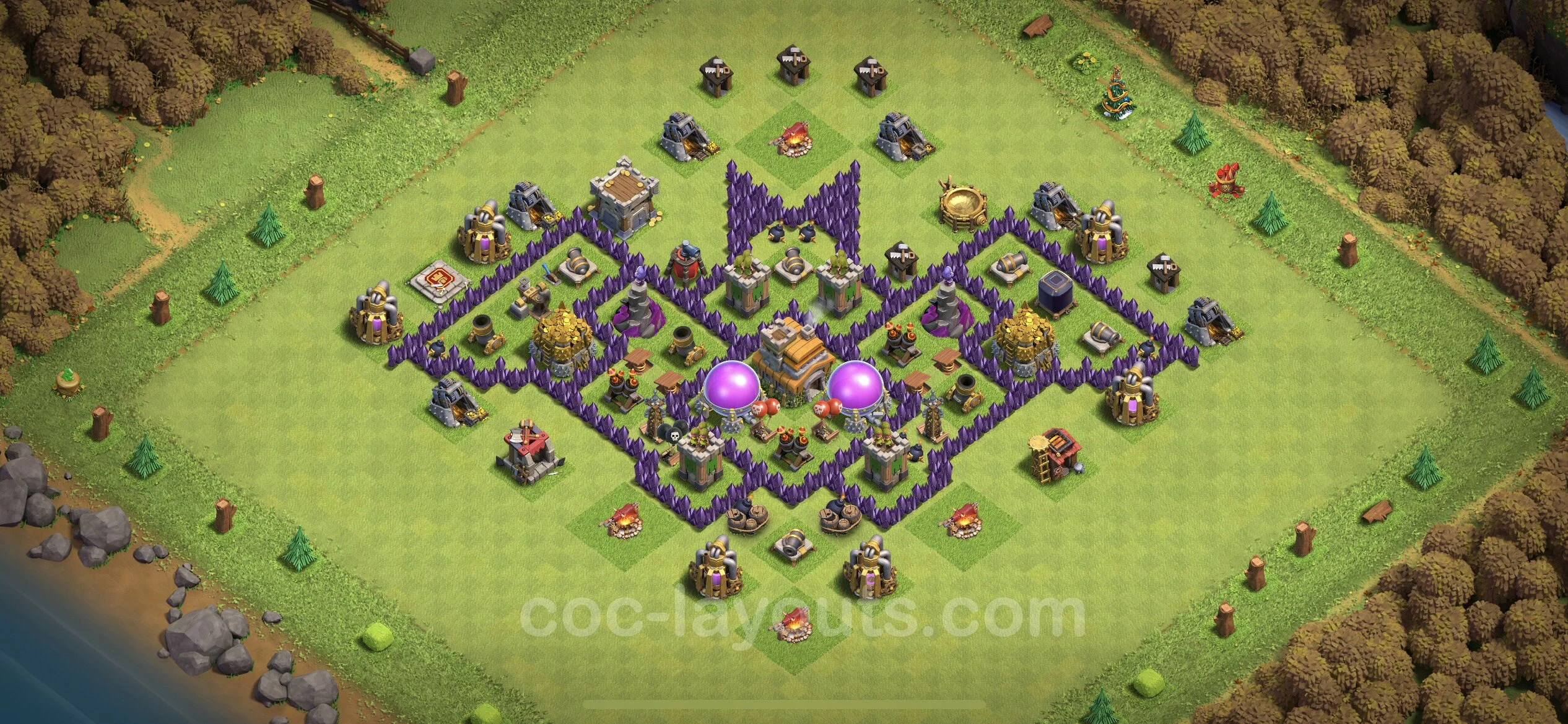 Top Troll Funny Base TH7 with Link - Funny Art Plan - Clash of Clans - (#7)