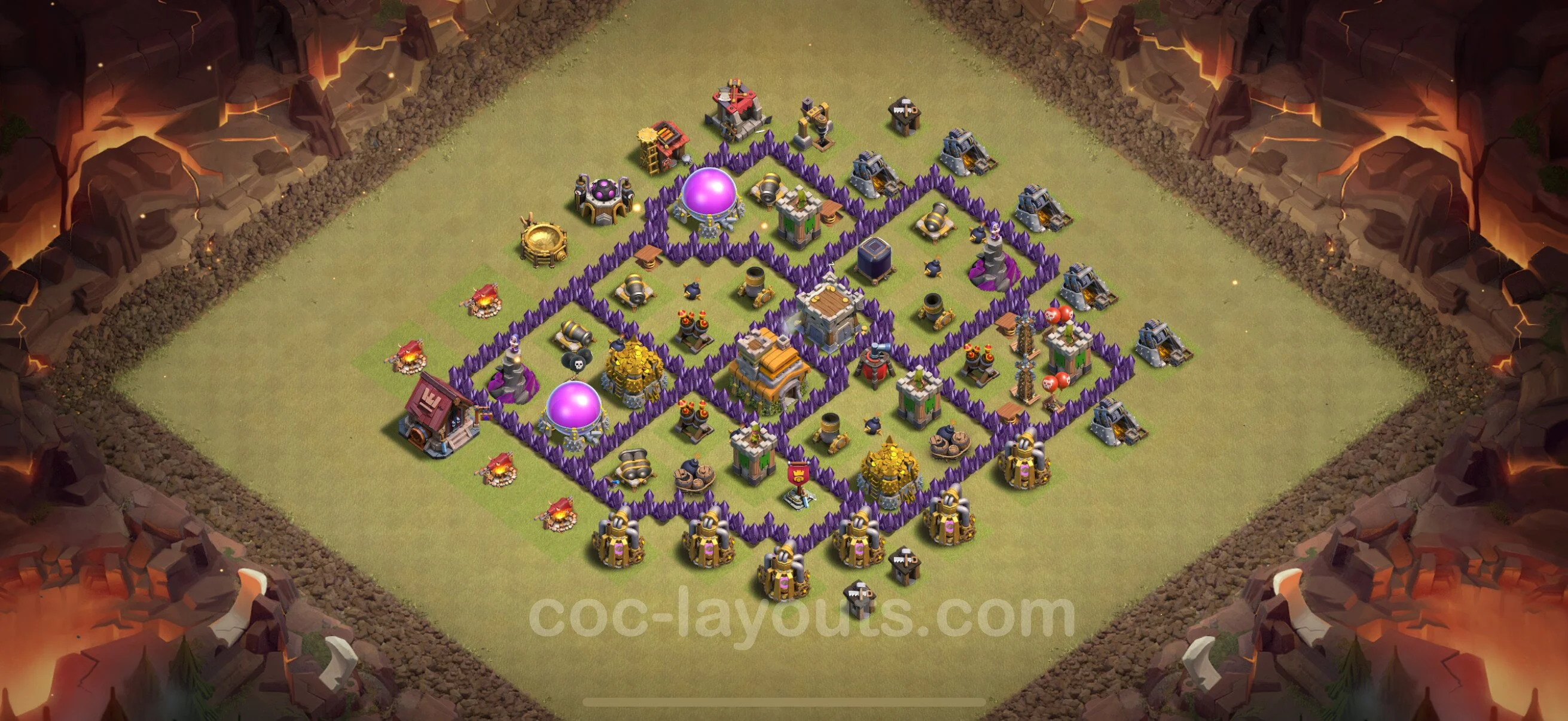 Top War Base TH7 with Link, Hybrid - Max Levels CWL Plan - Clash of Clans - (#116) — Guerre BH7