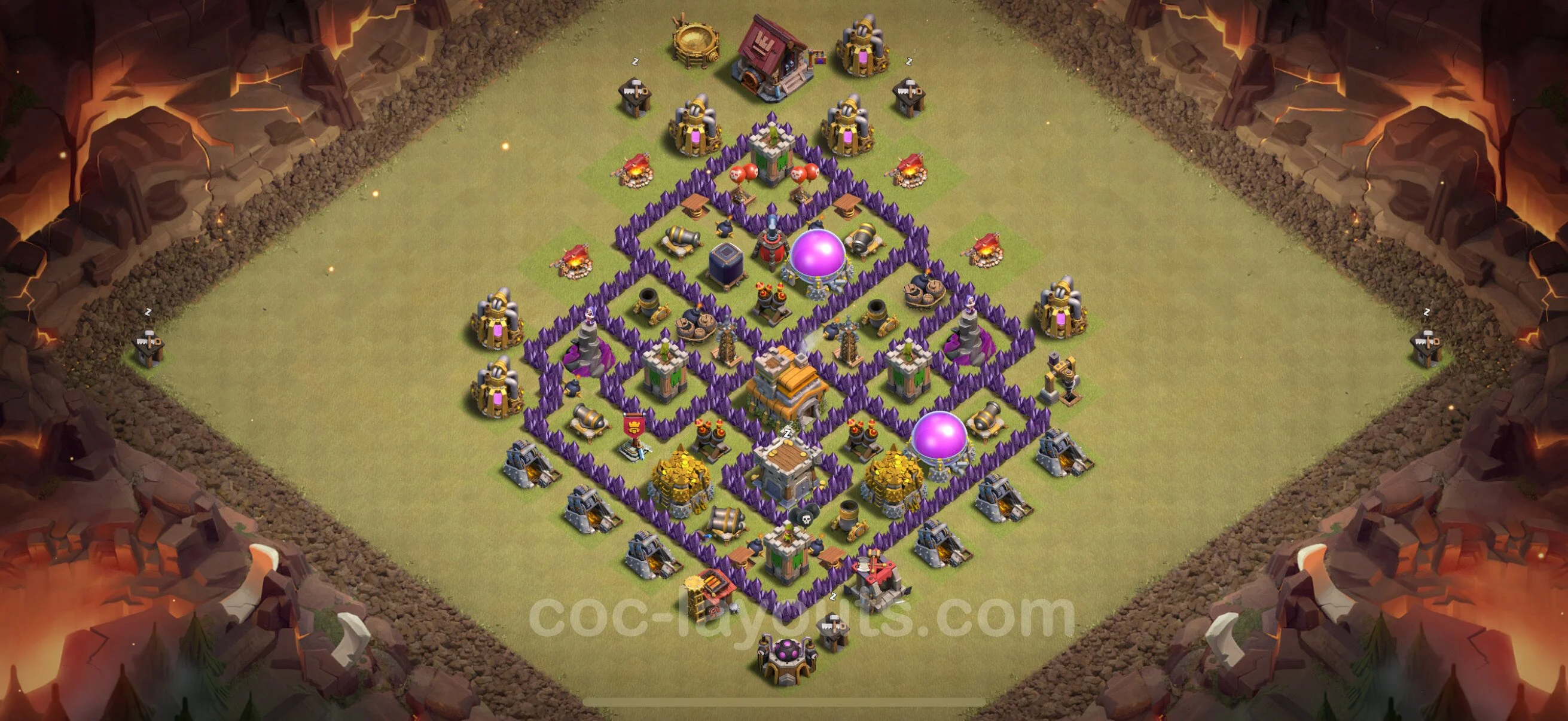 Top War Base TH7 with Link, Hybrid - Max Levels CWL Plan - Clash of Clans - (#124) — Guerre BH7