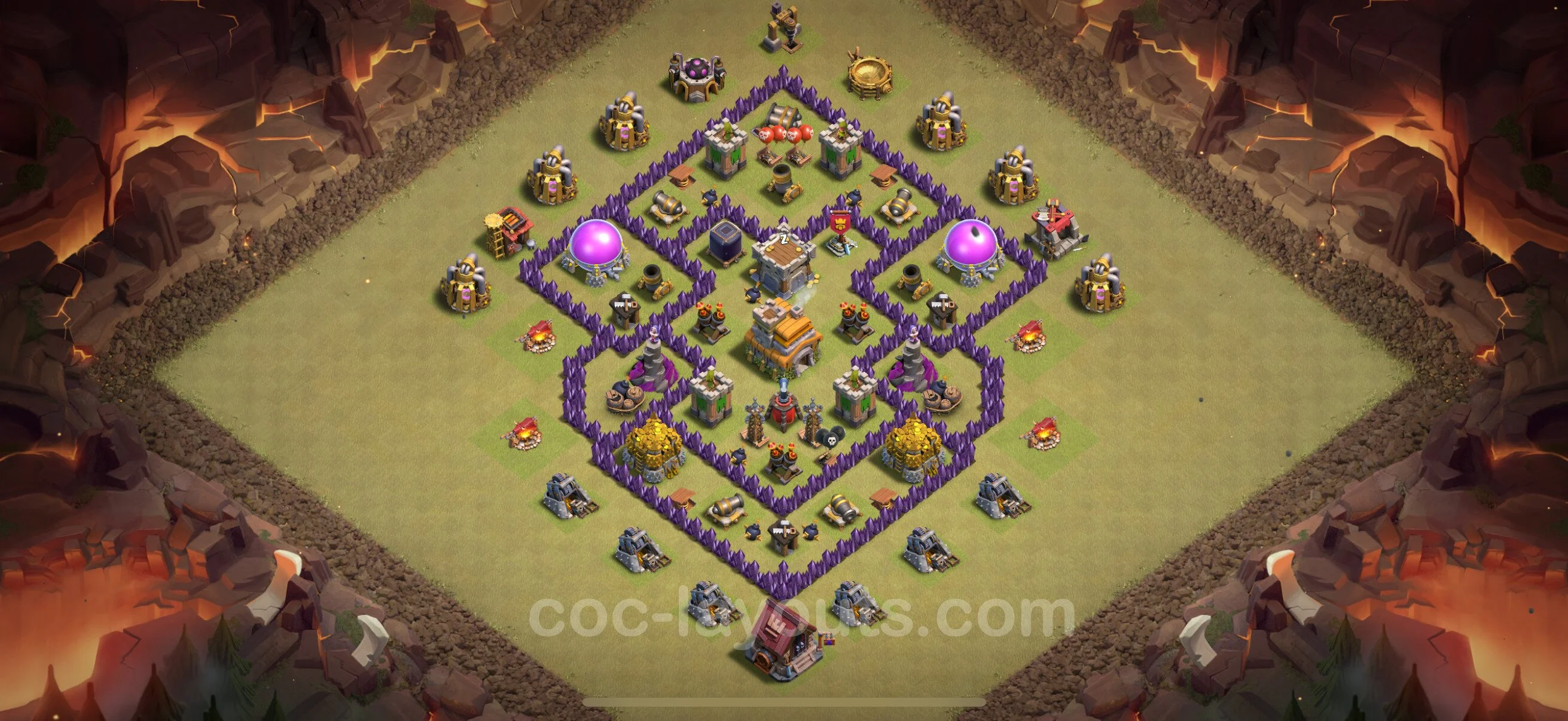 Top War Base TH7 with Link, Hybrid - Max Levels CWL Plan - Clash of Clans - (#127) — War BH7