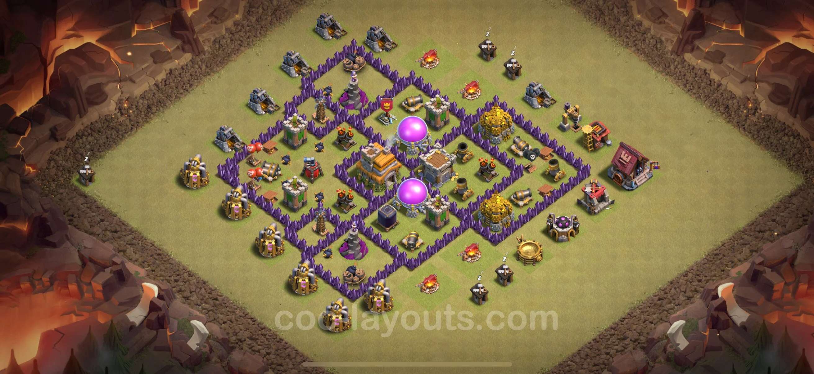 Top War Base TH7 with Link, Hybrid - Anti 2 Stars CWL Plan - Clash of Clans - (#131) — Guerre BH7