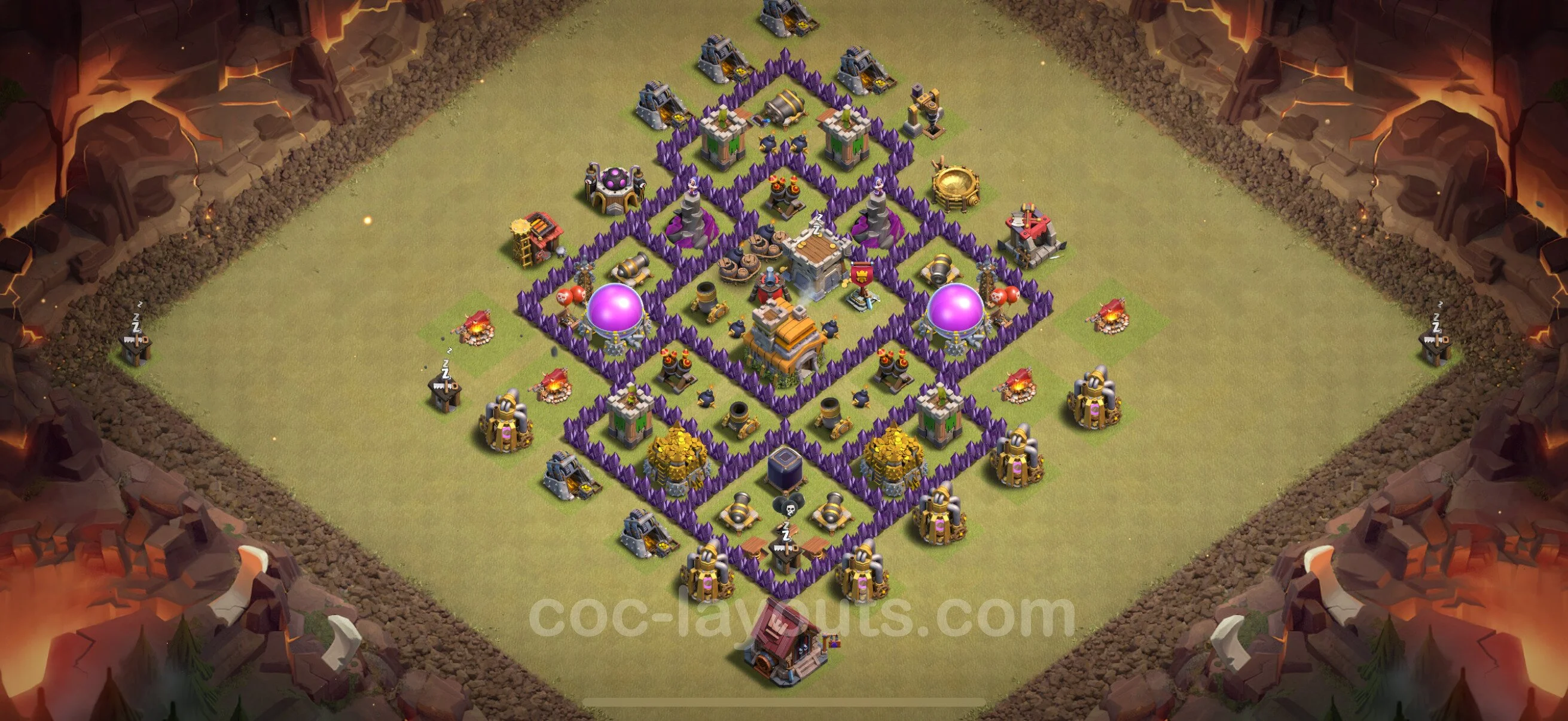 Top War Base TH7 with Link, Anti Everything - Anti 2 Stars CWL Plan - Clash of Clans - (#143) — Guerre BH7