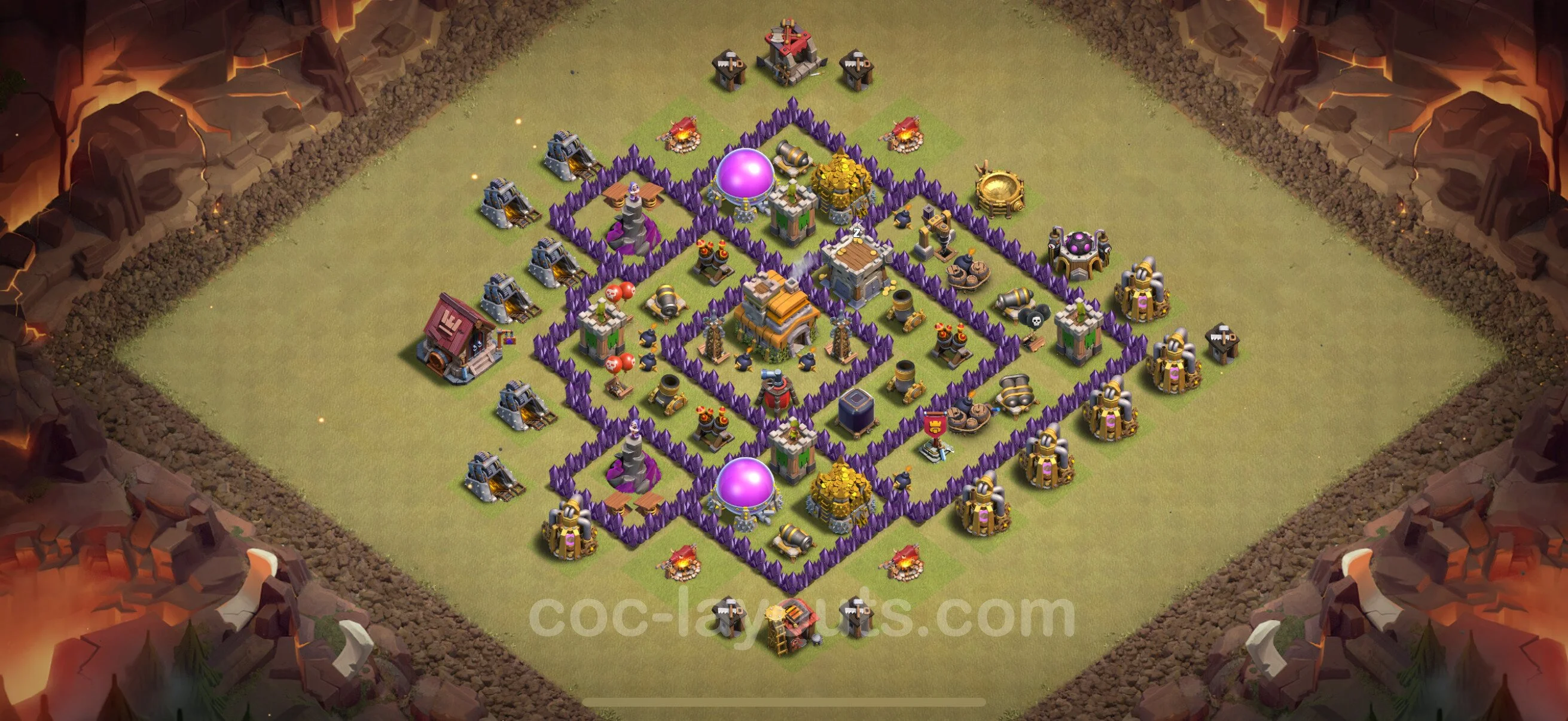 Top War Base TH7 with Link, Hybrid - Anti 2 Stars CWL Plan - Clash of Clans - (#145) — War BH7
