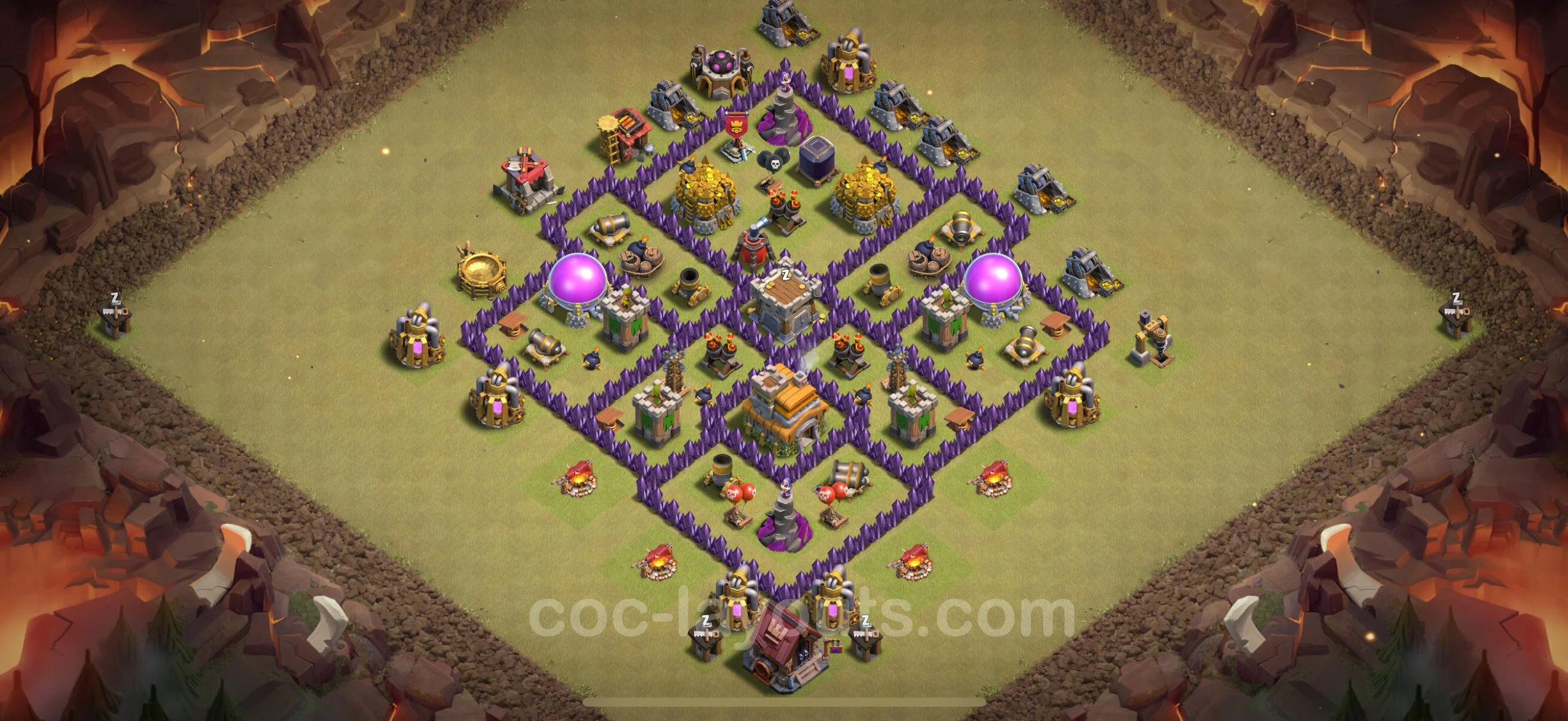 Top War Base TH7 with Link, Anti Everything - Anti 2 Stars CWL Plan - Clash of Clans - (#149) — Guerre BH7