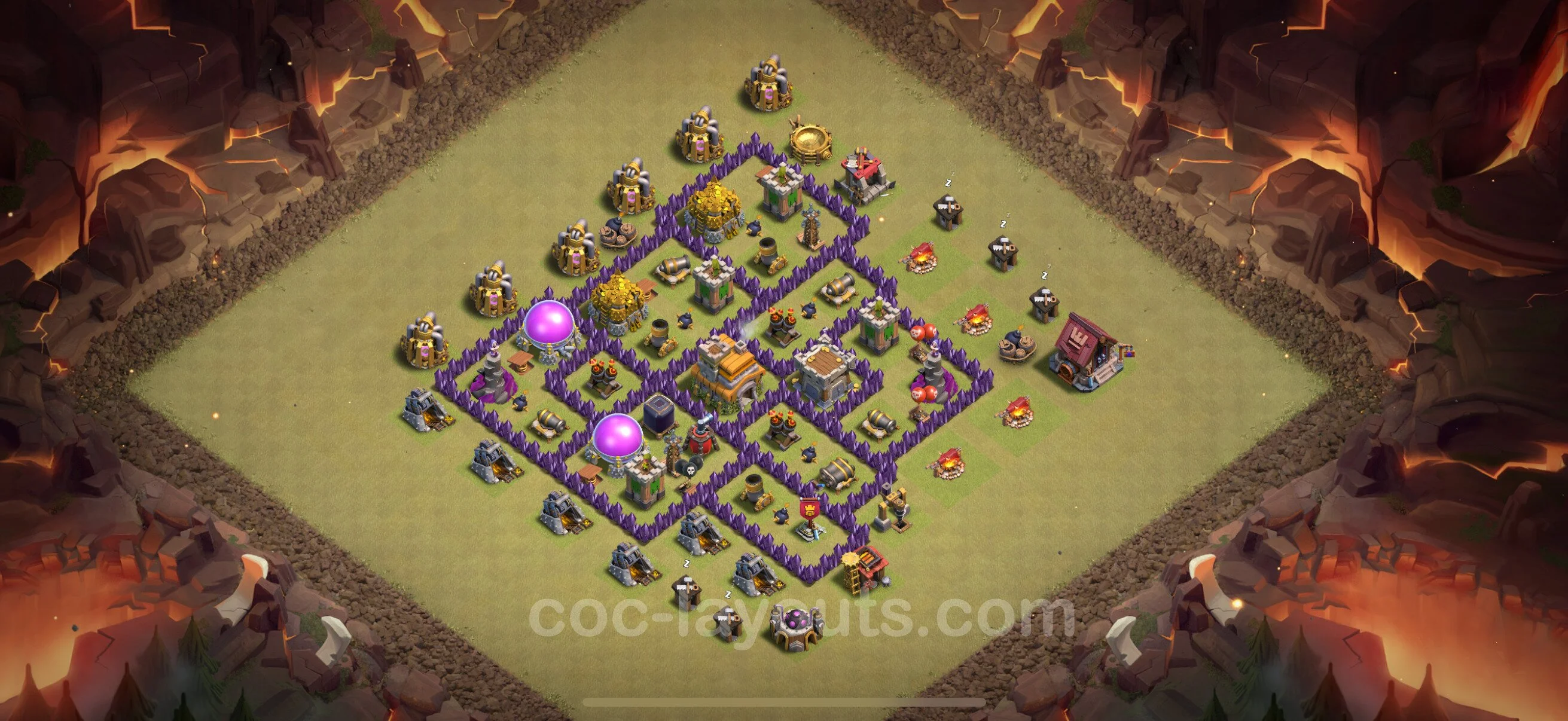 Top War Base TH7 with Link, Hybrid - Max Levels CWL Plan - Clash of Clans - (#158) — ウォー BH7
