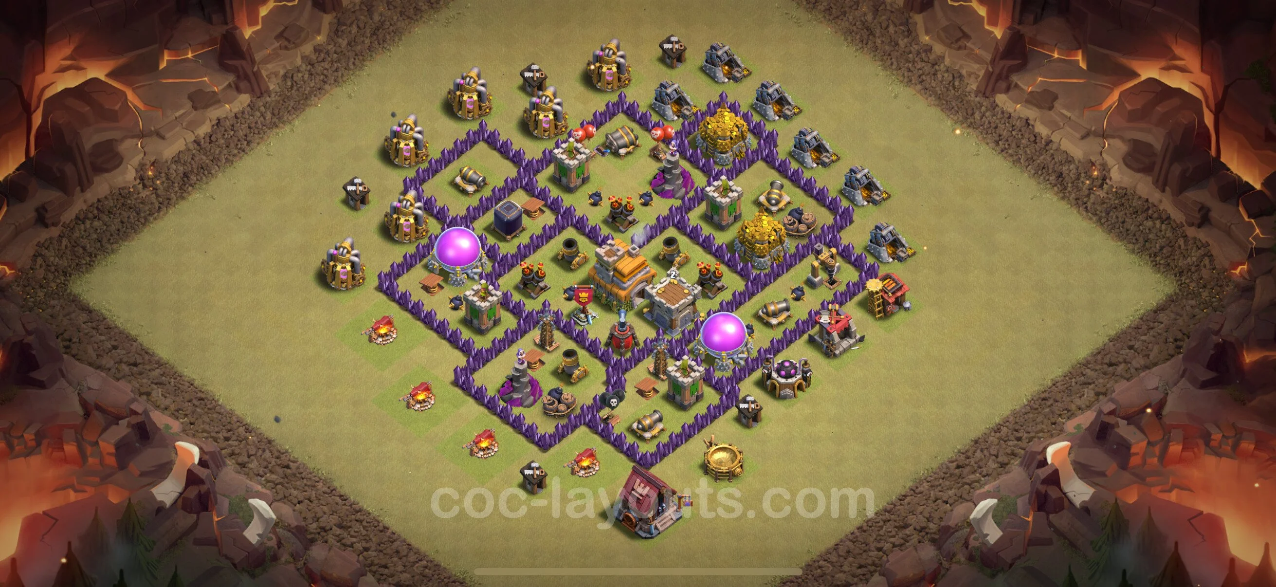 Top War Base TH7 with Link, Hybrid - Max Levels CWL Plan - Clash of Clans - (#159) — War BH7