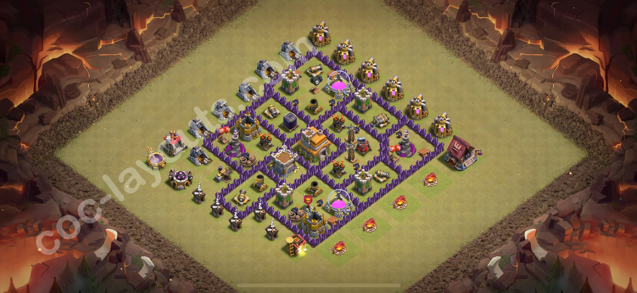 Top War Base TH7 with Link, Hybrid - Max Levels CWL Plan 2026 - Clash of Clans - (#162) — Perang BH7