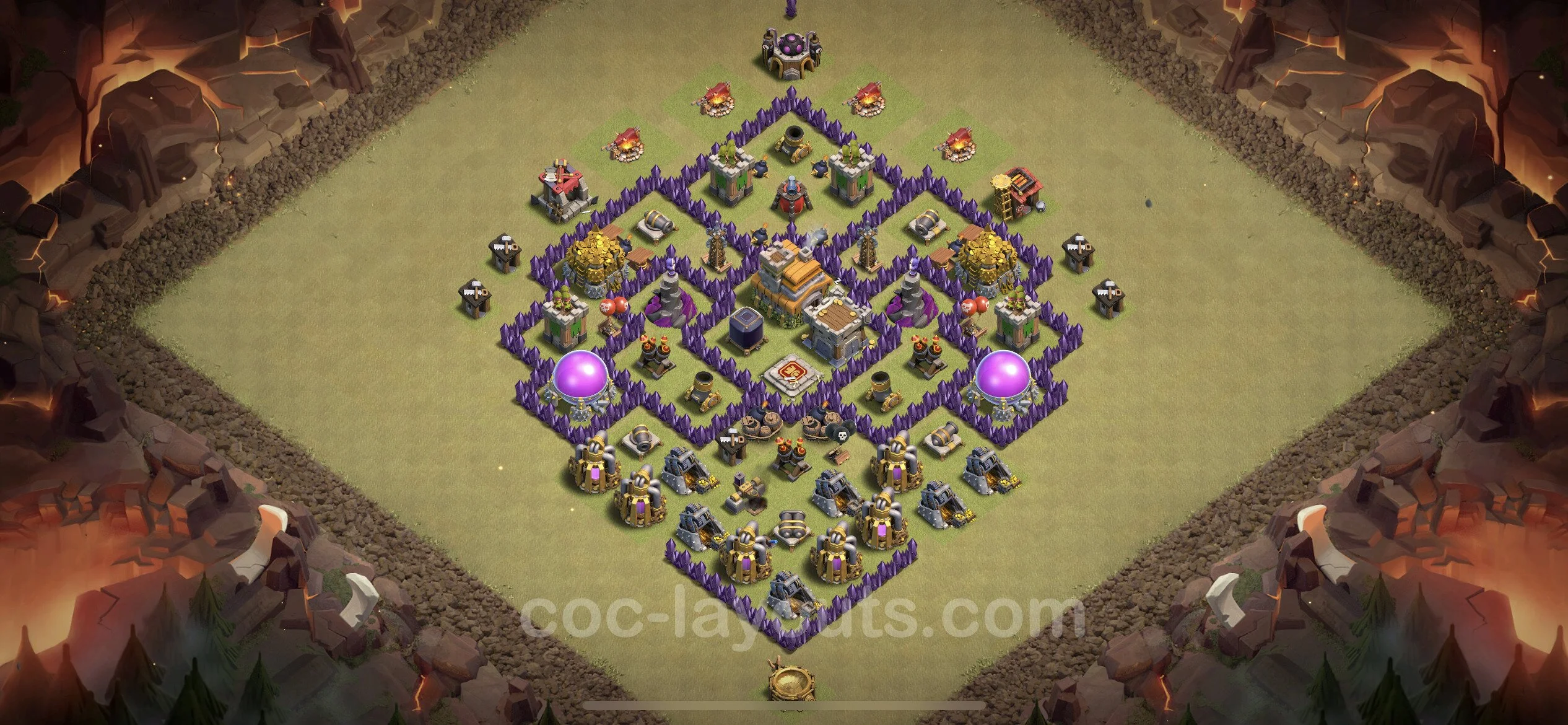 Top War Base TH7 with Link, Hybrid - Anti 2 Stars CWL Plan - Clash of Clans - (#32) — Guerre BH7