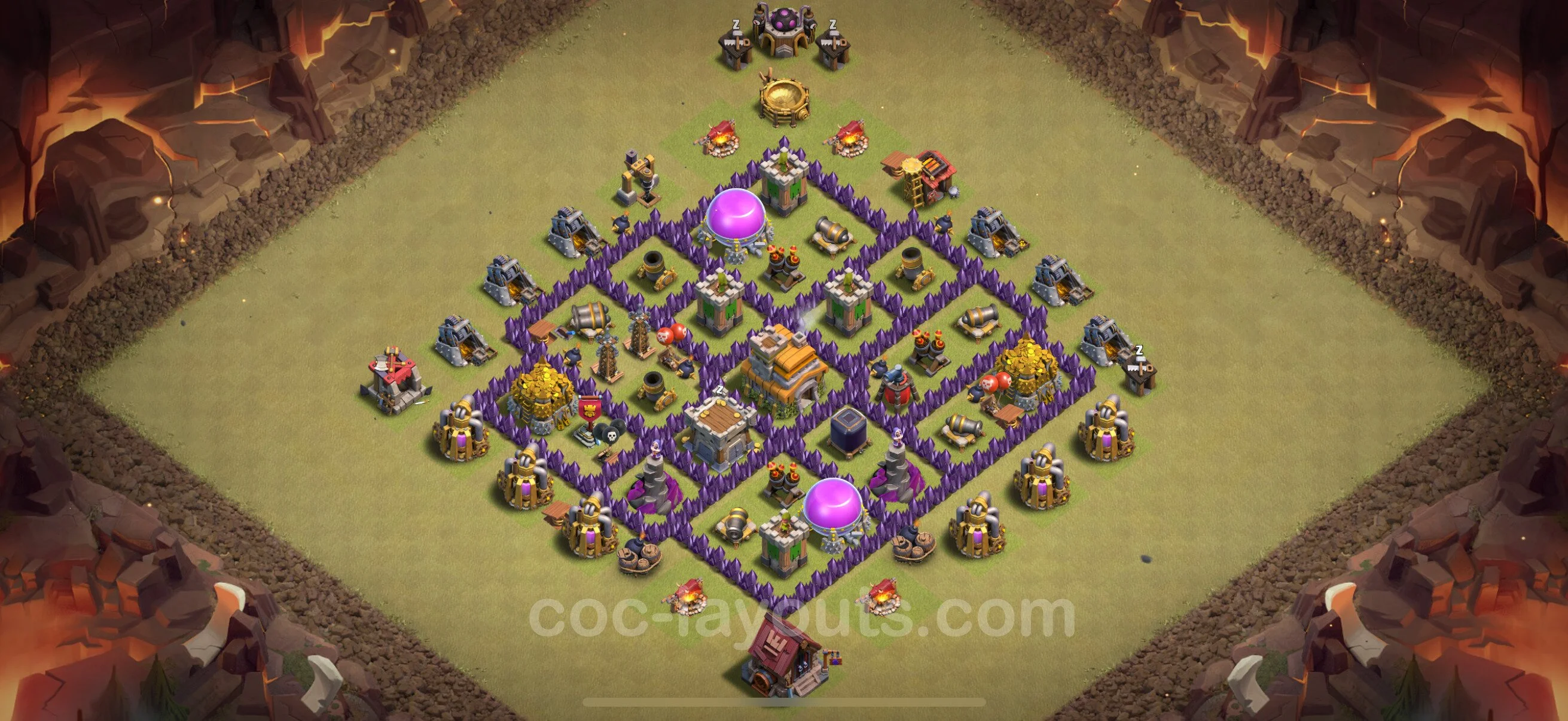 Top War Base TH7 with Link, Anti Everything - Anti 2 Stars CWL Plan - Clash of Clans - (#92) — Guerre BH7