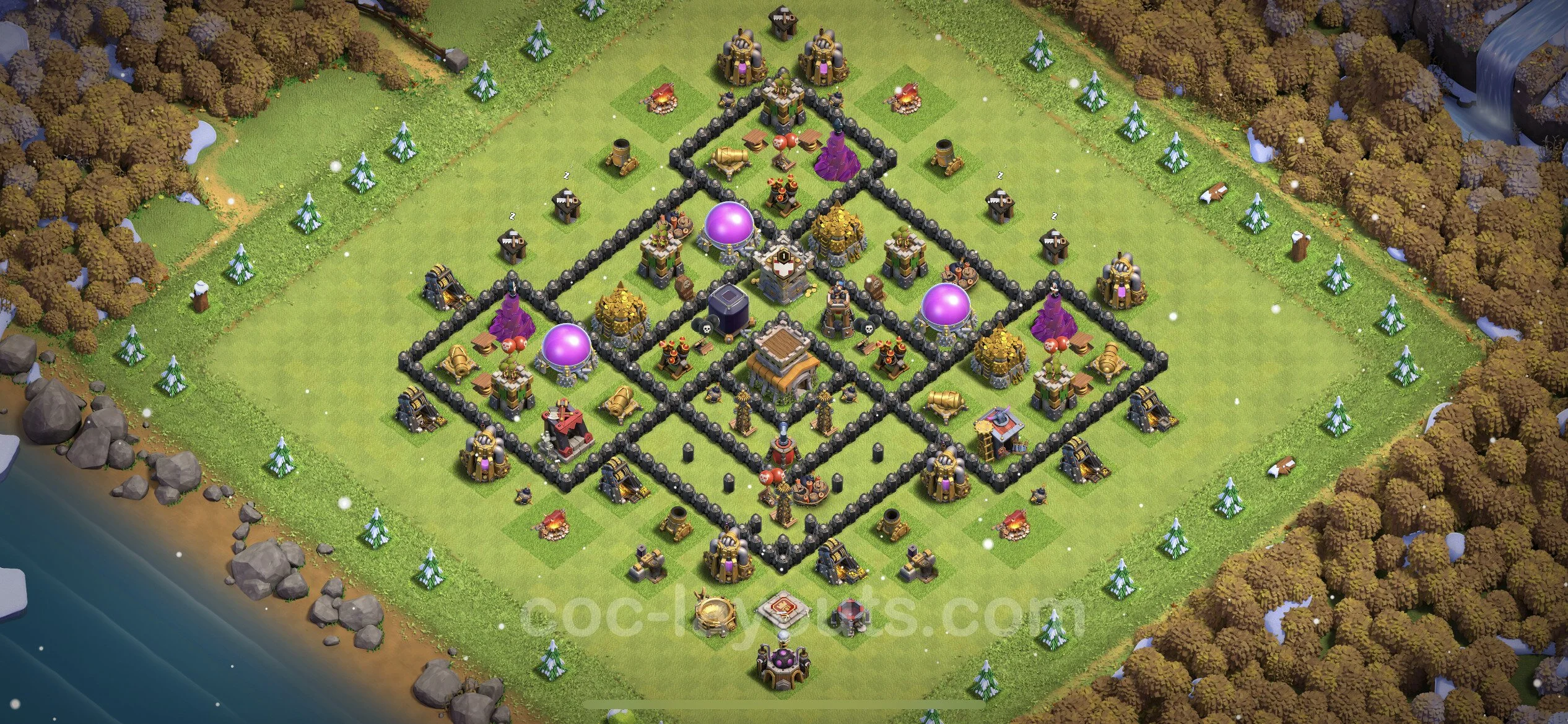 Defense (Trophy) Base TH8 with Link, Anti Air / Dragon - plan / layout / design - Clash of Clans - (#102)