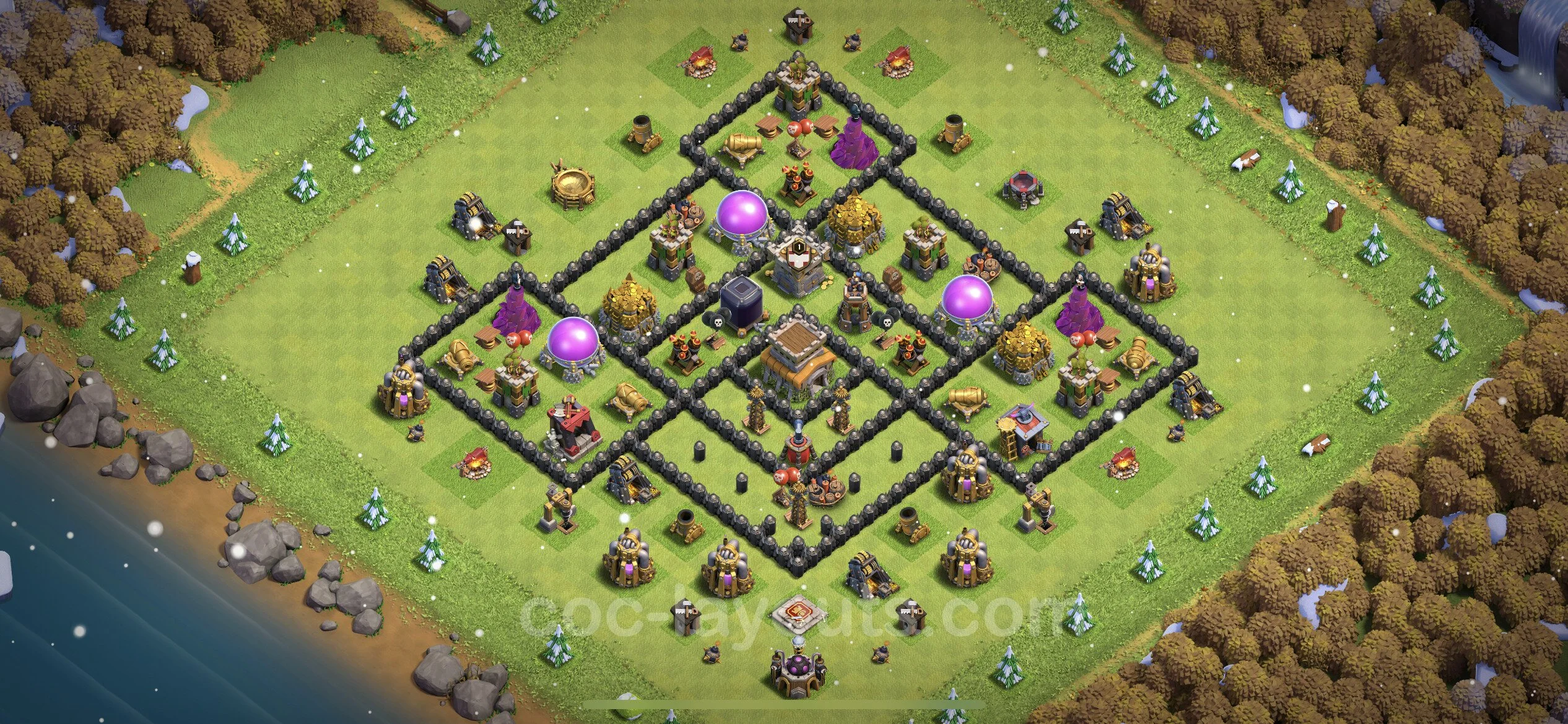 Anti 3 Stars Base TH8 with Link - best plan / layout / design - Clash of Clans - (#103)