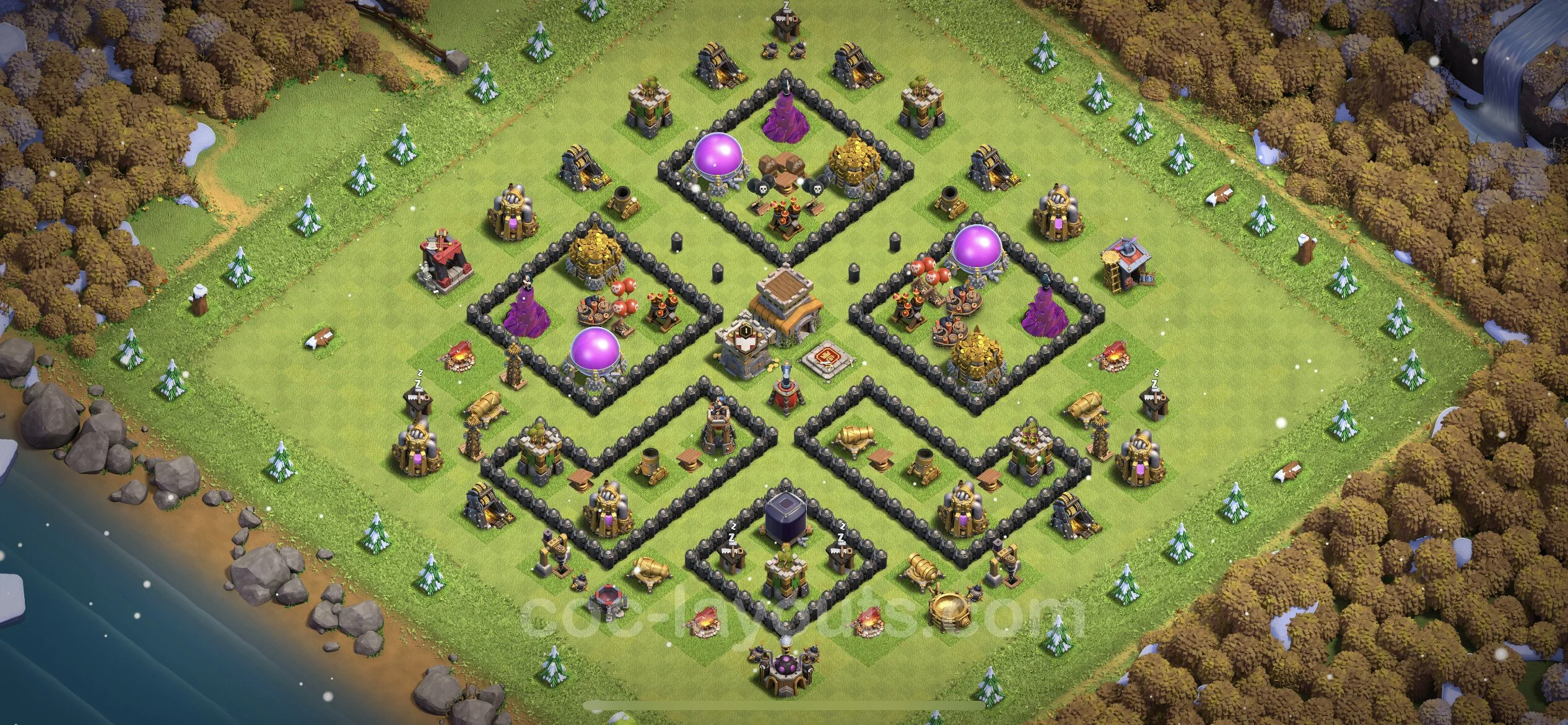 Top Base TH8 with Link, Anti 3 Stars - Anti Everything Defence Plan - Clash of Clans - (#104)