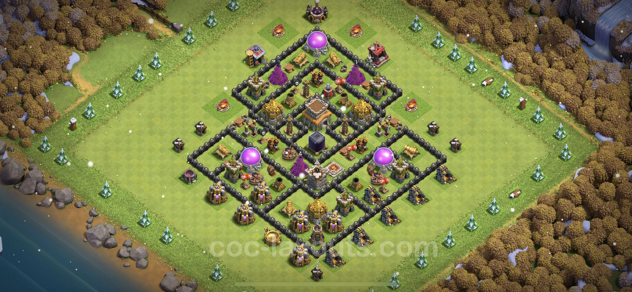Base TH8 with Link, Hybrid - Anti Dragon Defence Plan / Anti Air - Clash of Clans - (#105) — Verdediging TH8