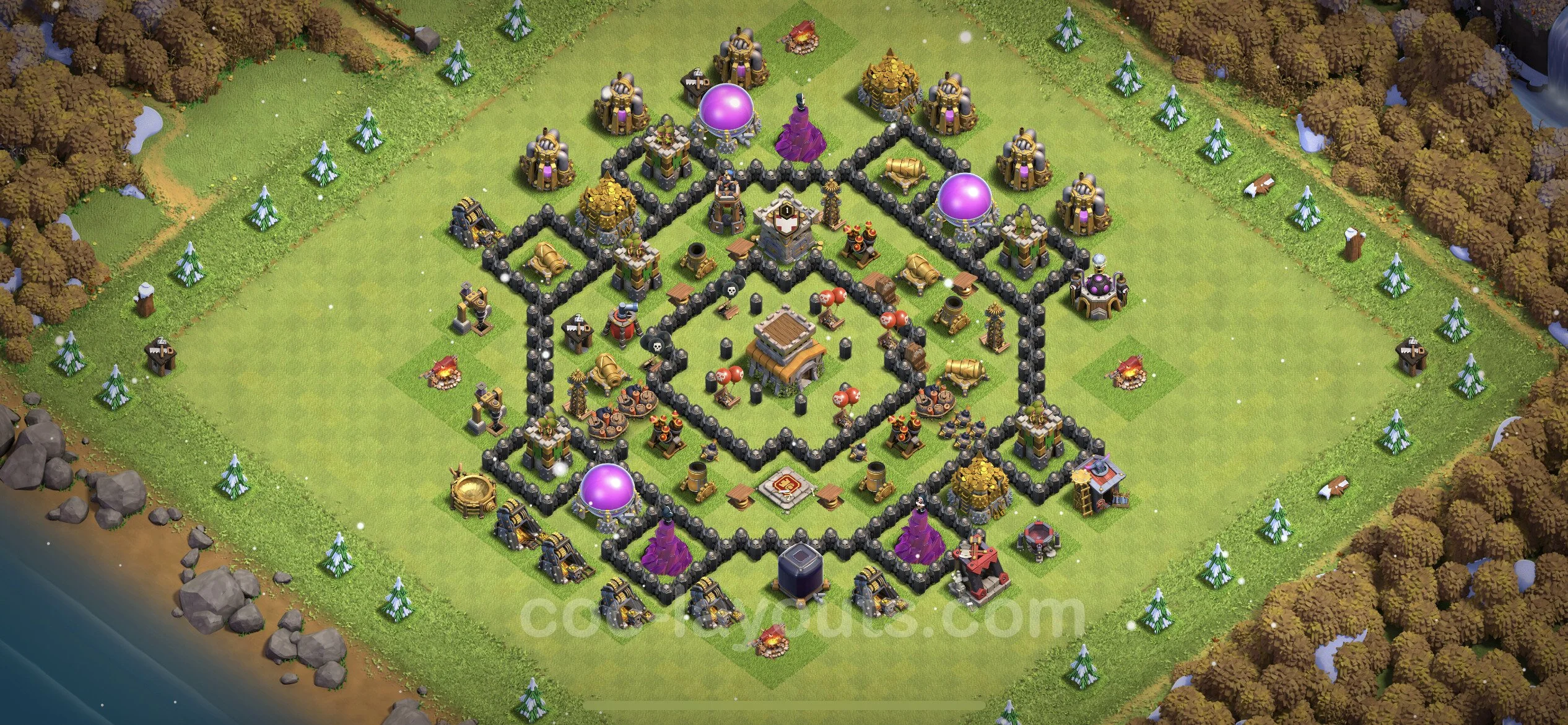 Anti 2 Stars Base TH8 with Link, Anti Air / Dragon - best plan / layout / design - Clash of Clans - (#106) — Obrona TH8