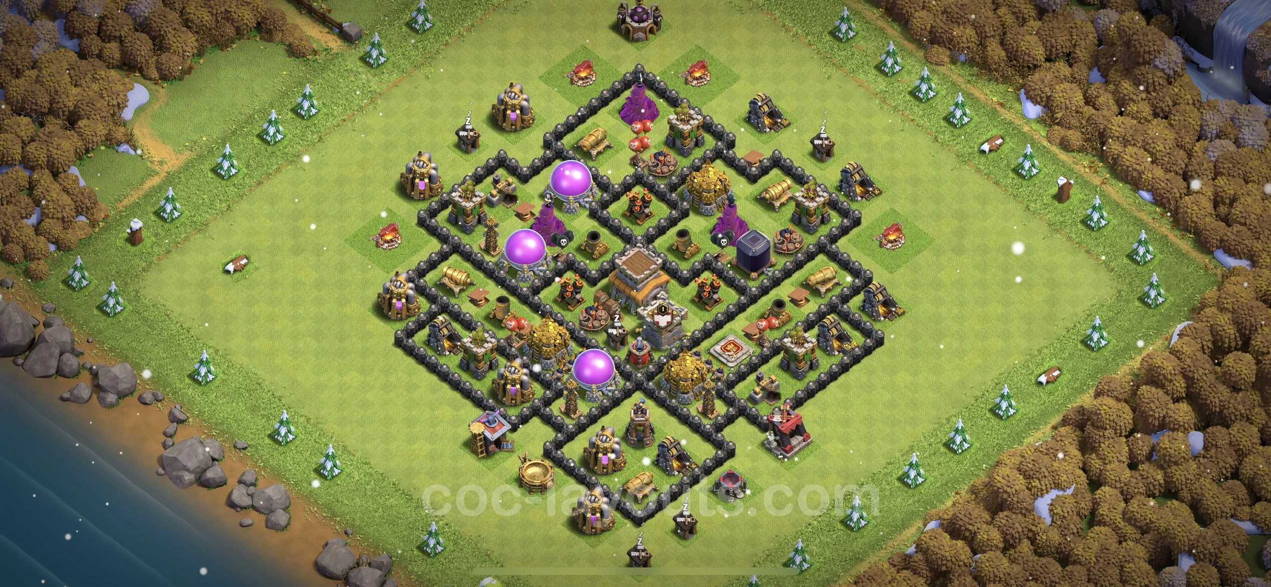 Base TH8 with Link, Anti 3 Stars, Anti Everything Max Levels - defence plan / layout / design - Clash of Clans - (#108) — Захист TH8