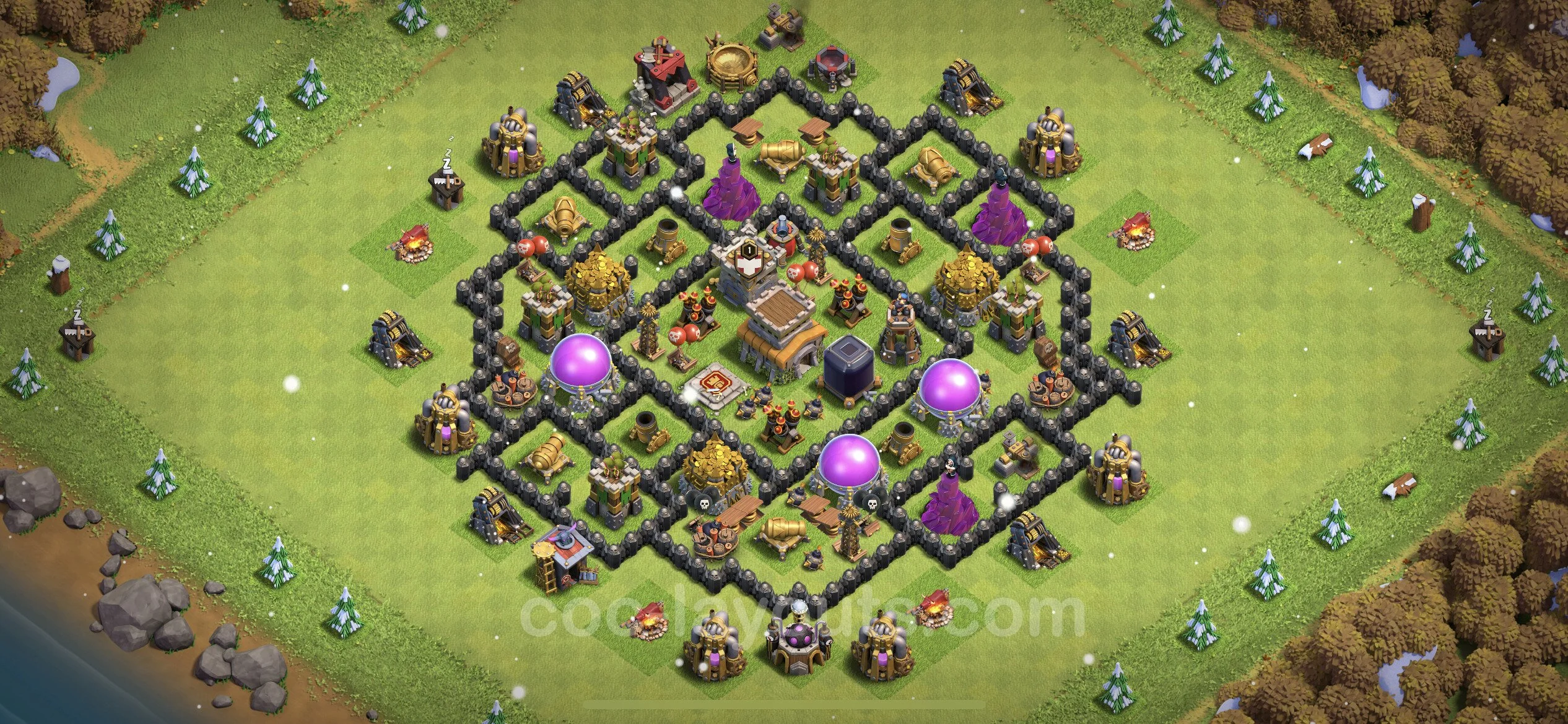 Top Base TH8 with Link, Hybrid - Anti Everything Defence Plan - Clash of Clans - (#109) — Verteidigung TH8