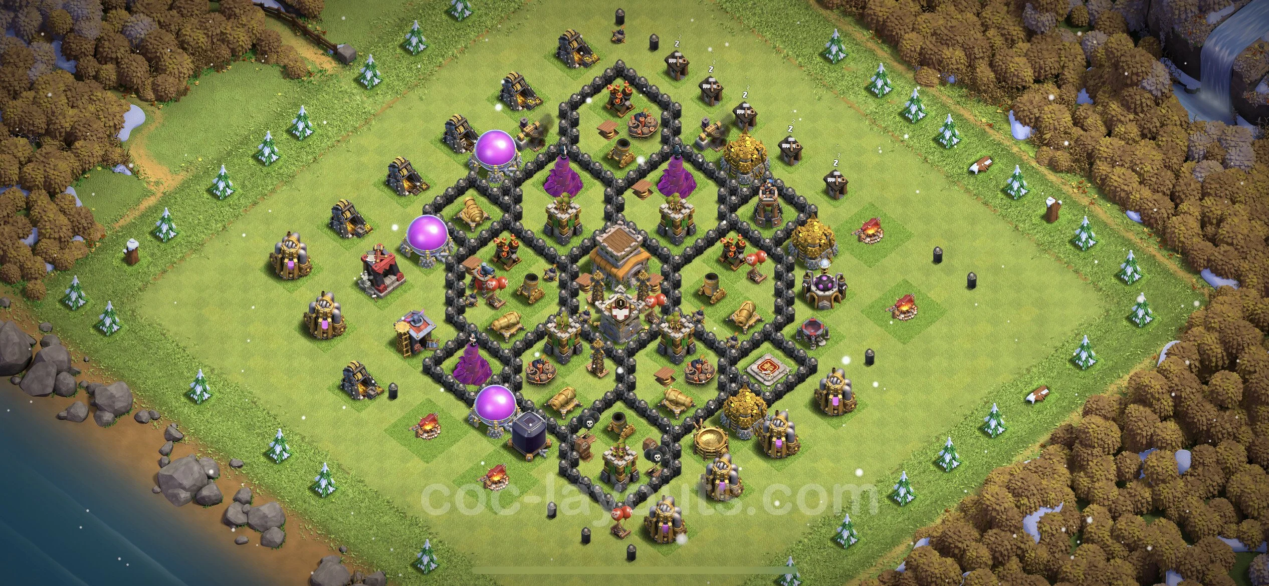 Anti 3 Stars Base TH8 with Link, Anti Everything - best plan / layout / design - Clash of Clans - (#211) — Защита TH8