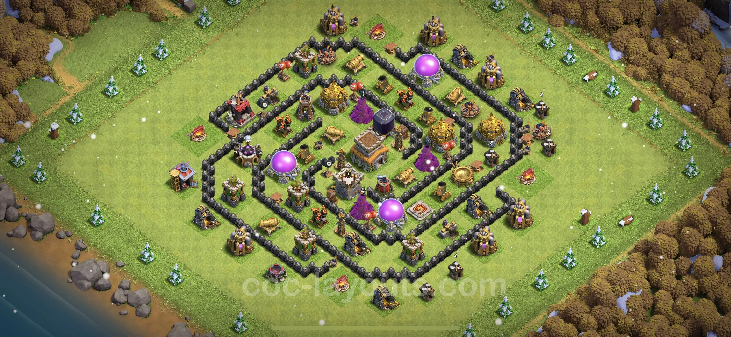 Top Base TH8 with Link, Hybrid - Anti Everything Defence Plan - Clash of Clans - (#212) — Défense TH8