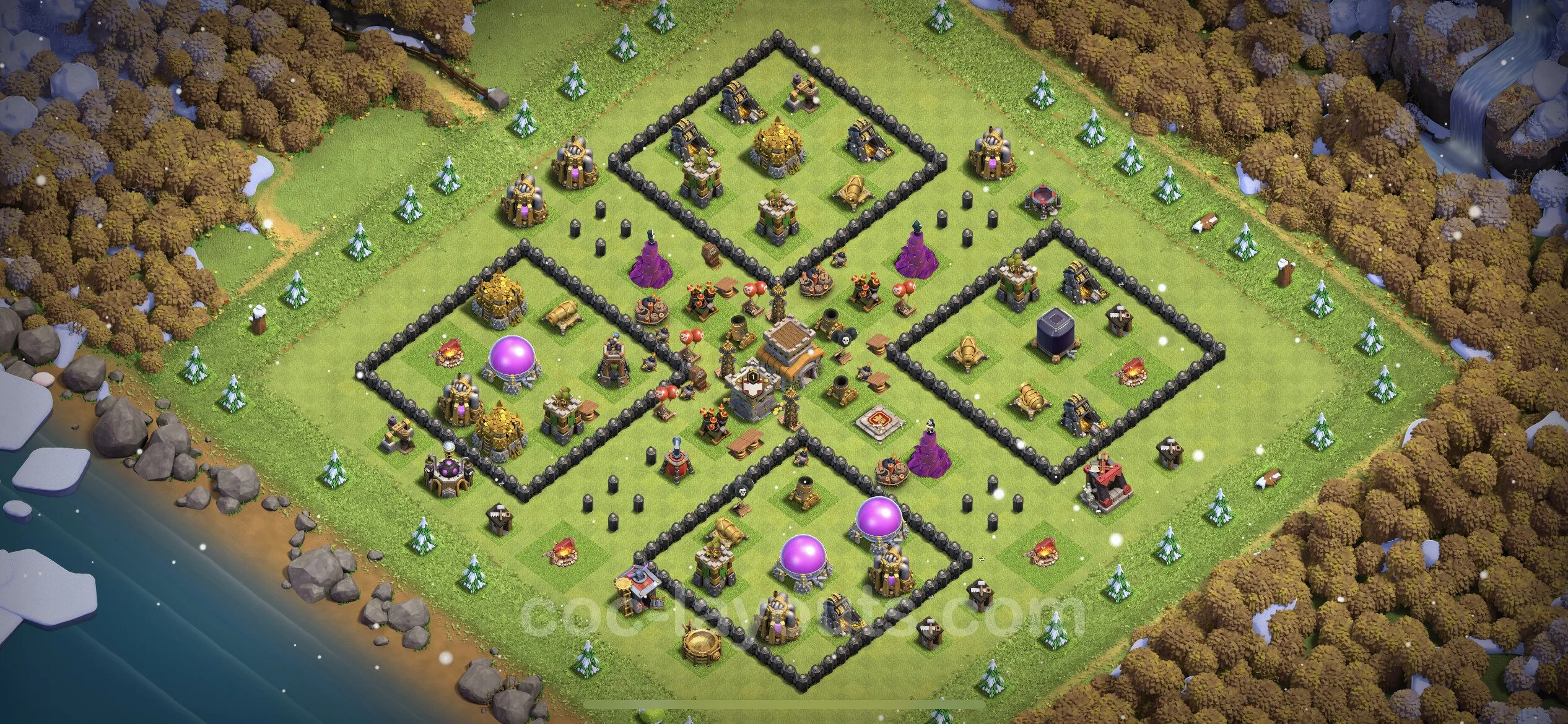 Anti 2 Stars Base TH8 with Link, Anti Everything - best plan / layout / design - Clash of Clans - (#215) — Défense TH8