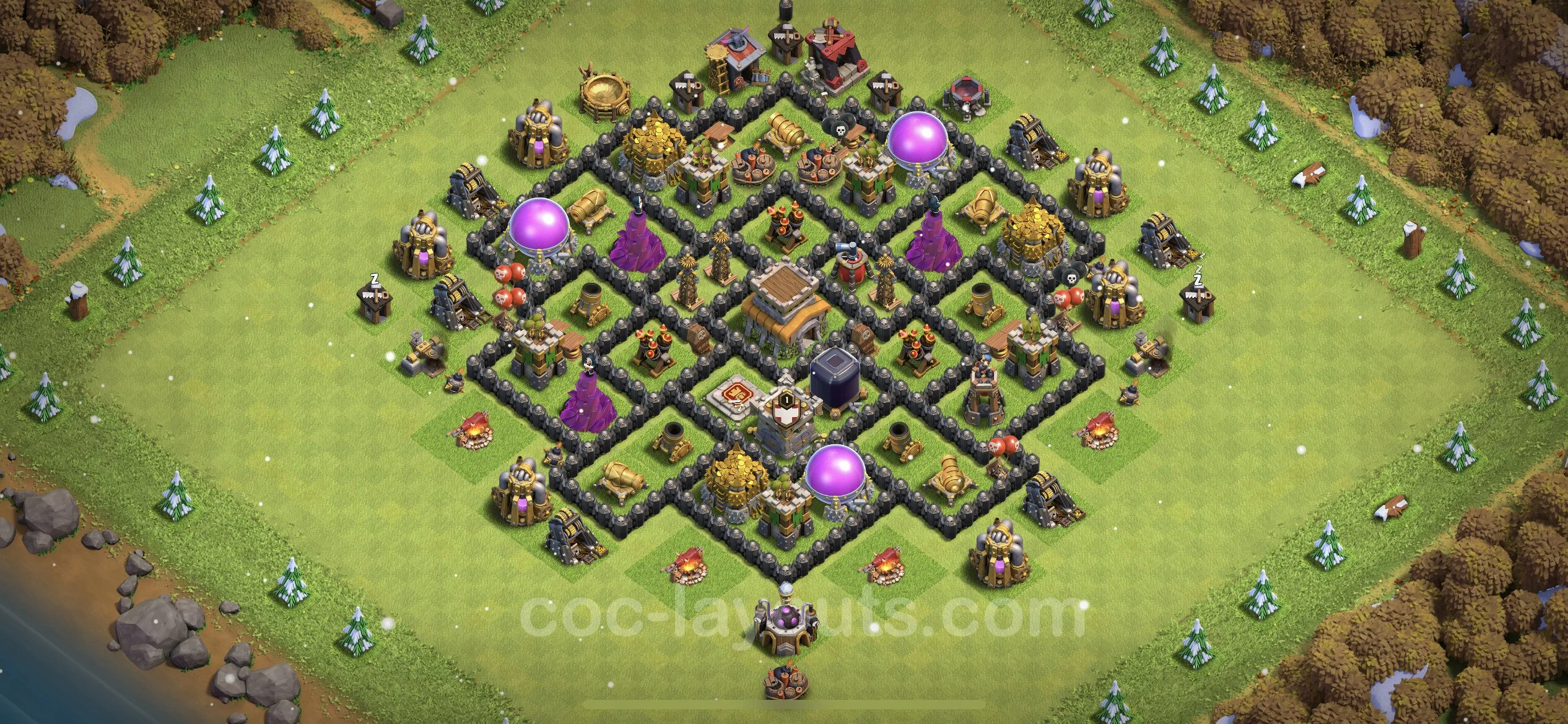 Top Base TH8 with Link, Hybrid - Anti GoWiWi / GoWiPe Defence Plan - Clash of Clans - (#216) — Verdediging TH8