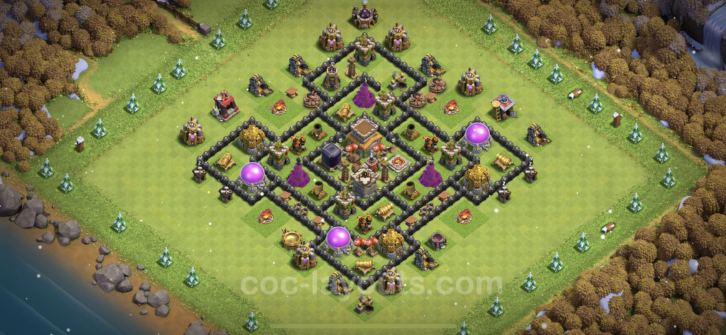 Base TH8 with Link, Anti Air / Dragon Max Levels - defence plan / layout / design - Clash of Clans - (#218) — Defense TH8
